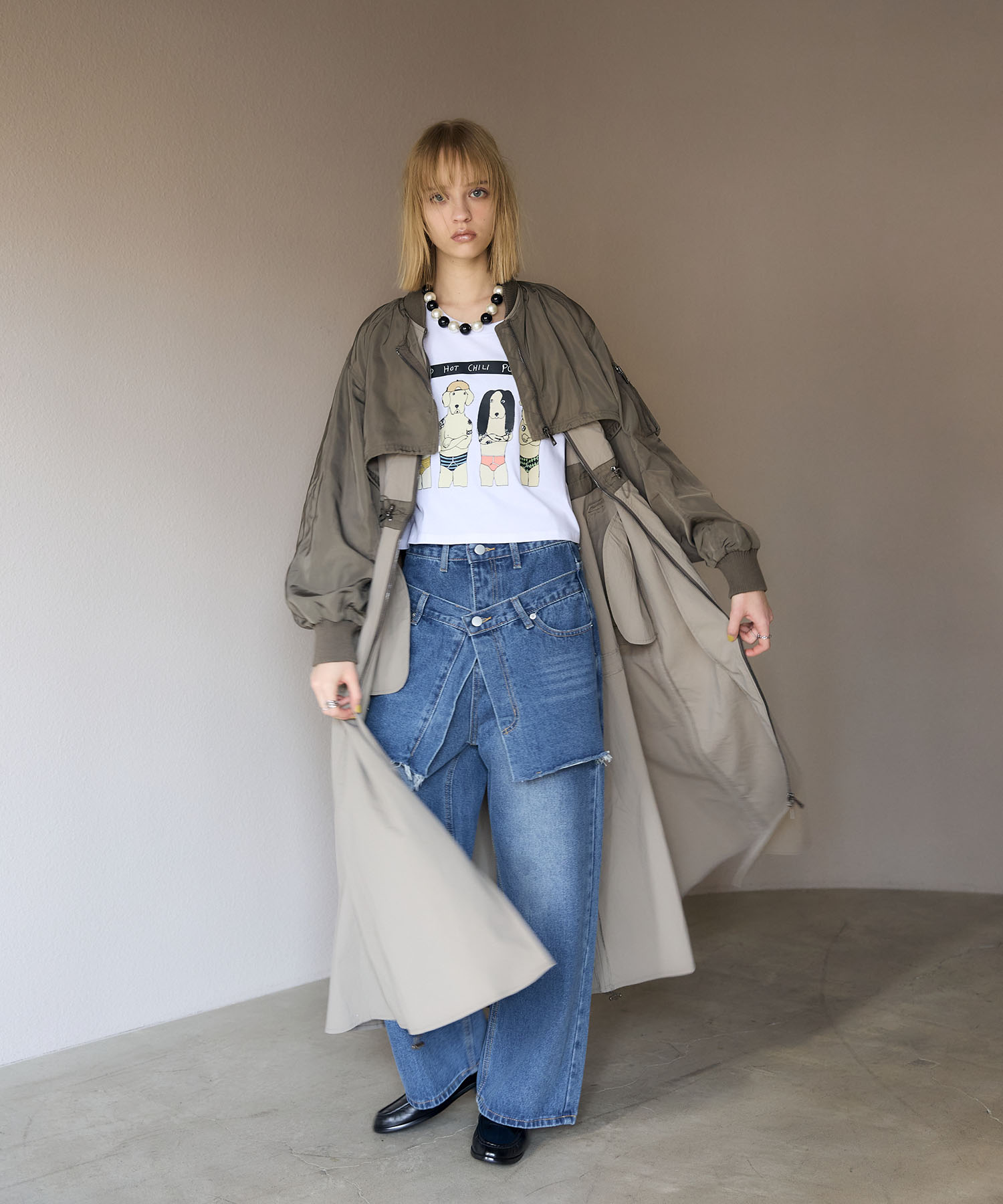 【RISLEY】肩掛けレイヤードコート