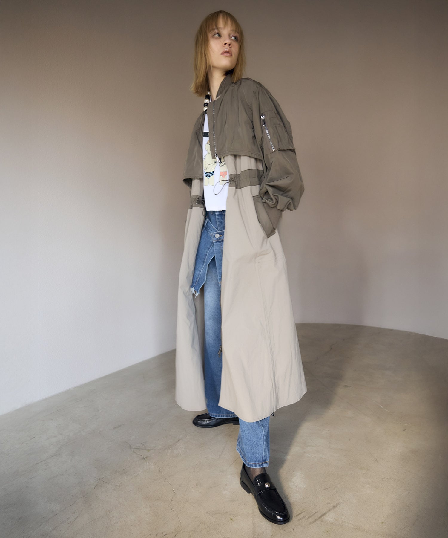 【RISLEY】肩掛けレイヤードコート