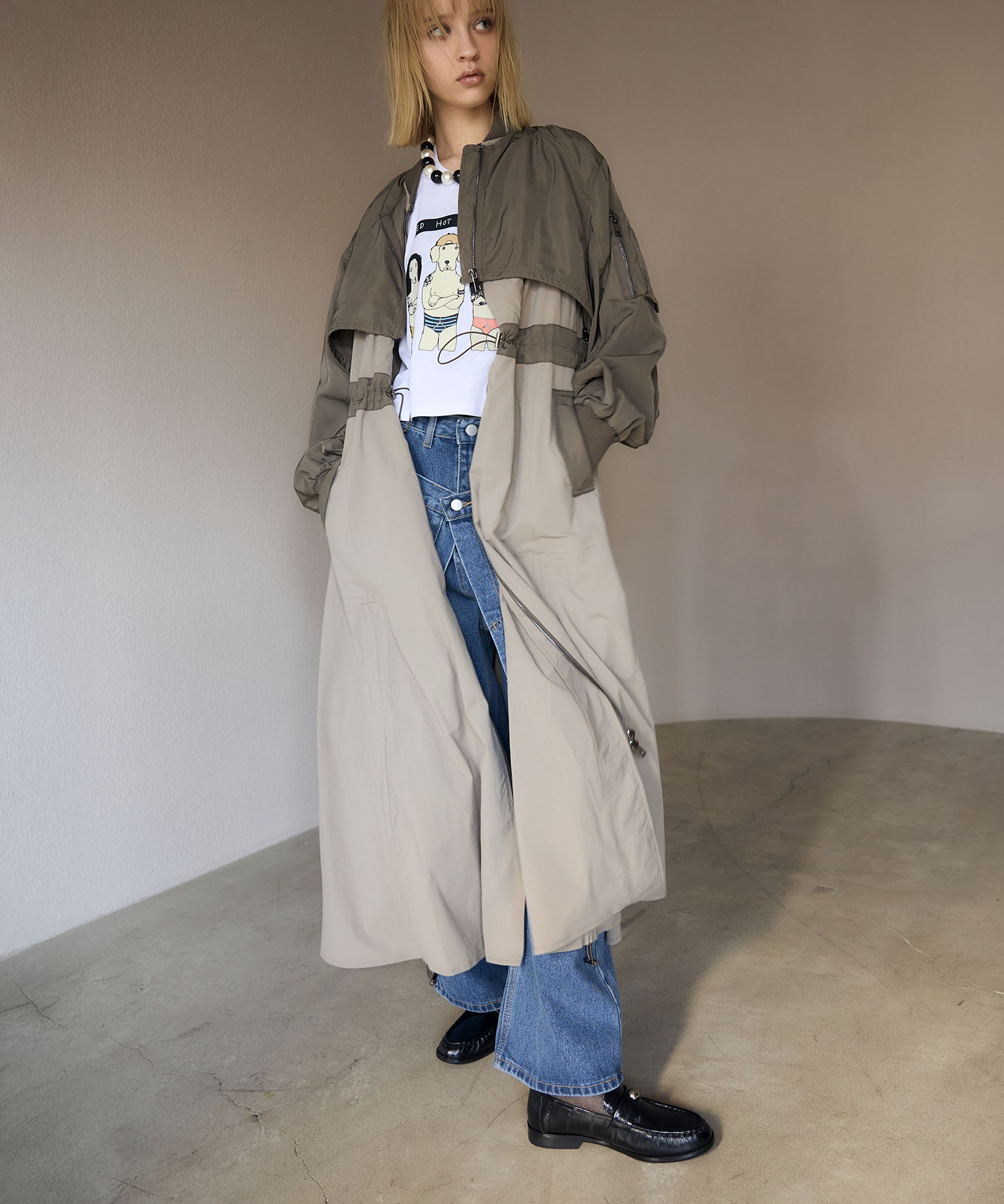 【RISLEY】肩掛けレイヤードコート