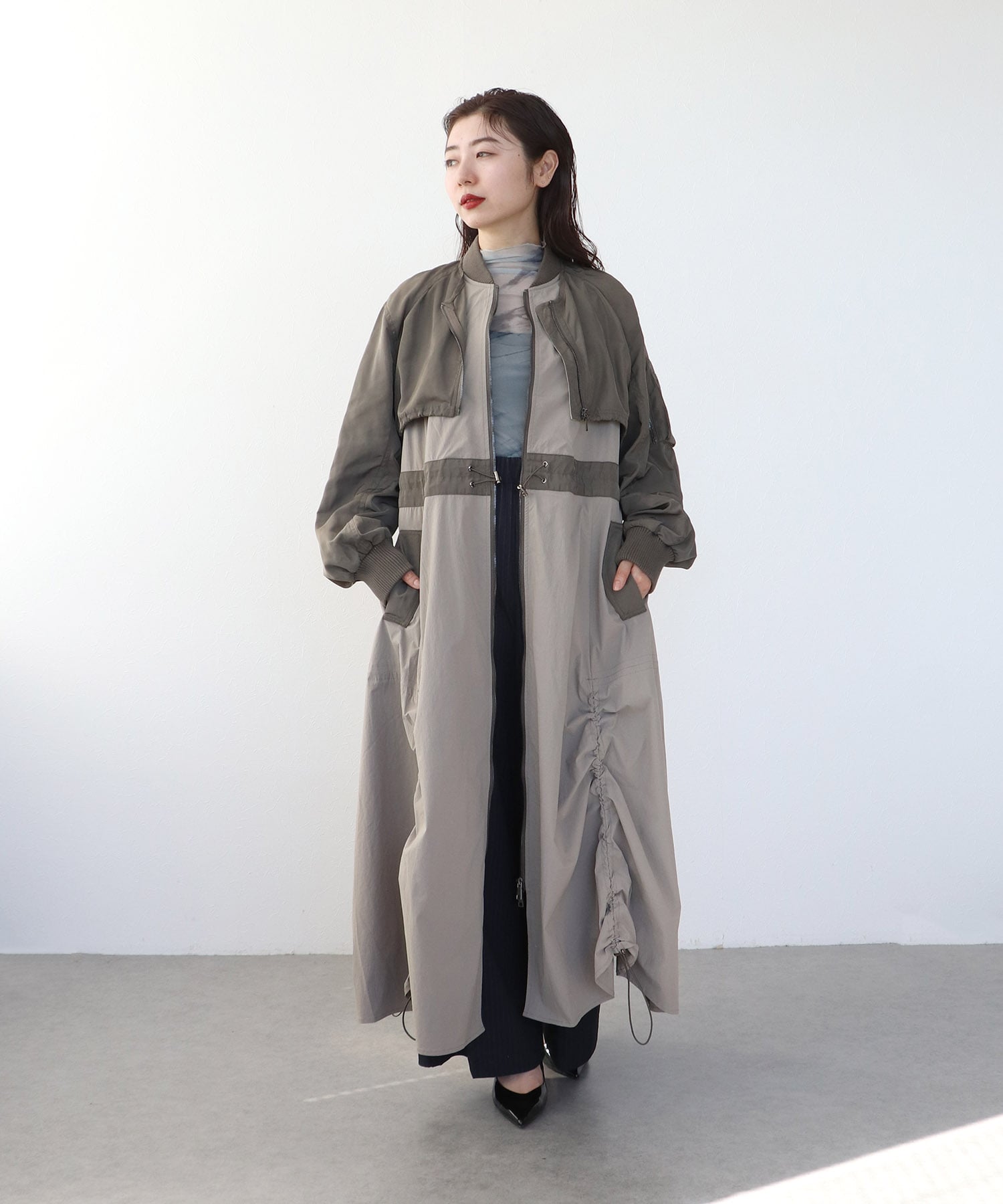 【RISLEY】肩掛けレイヤードコート