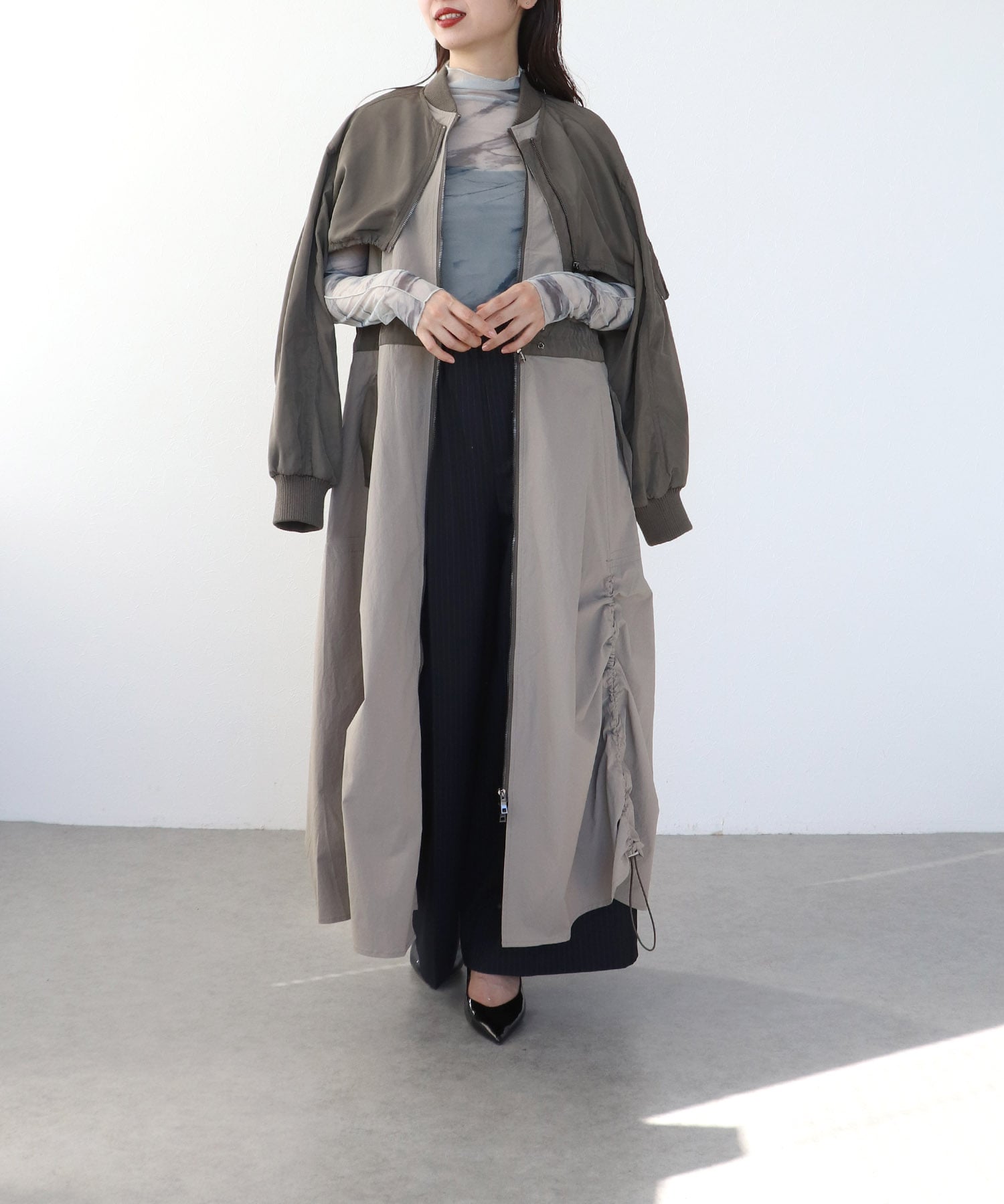 【RISLEY】肩掛けレイヤードコート