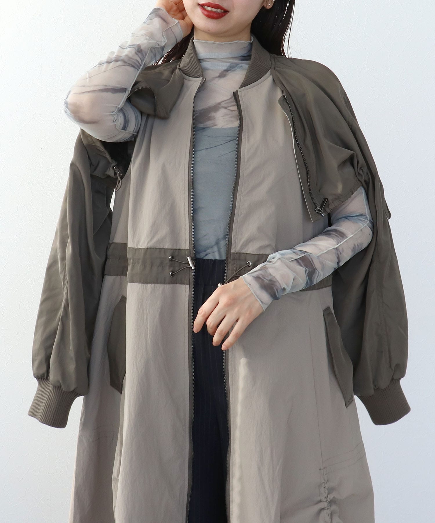 【RISLEY】肩掛けレイヤードコート