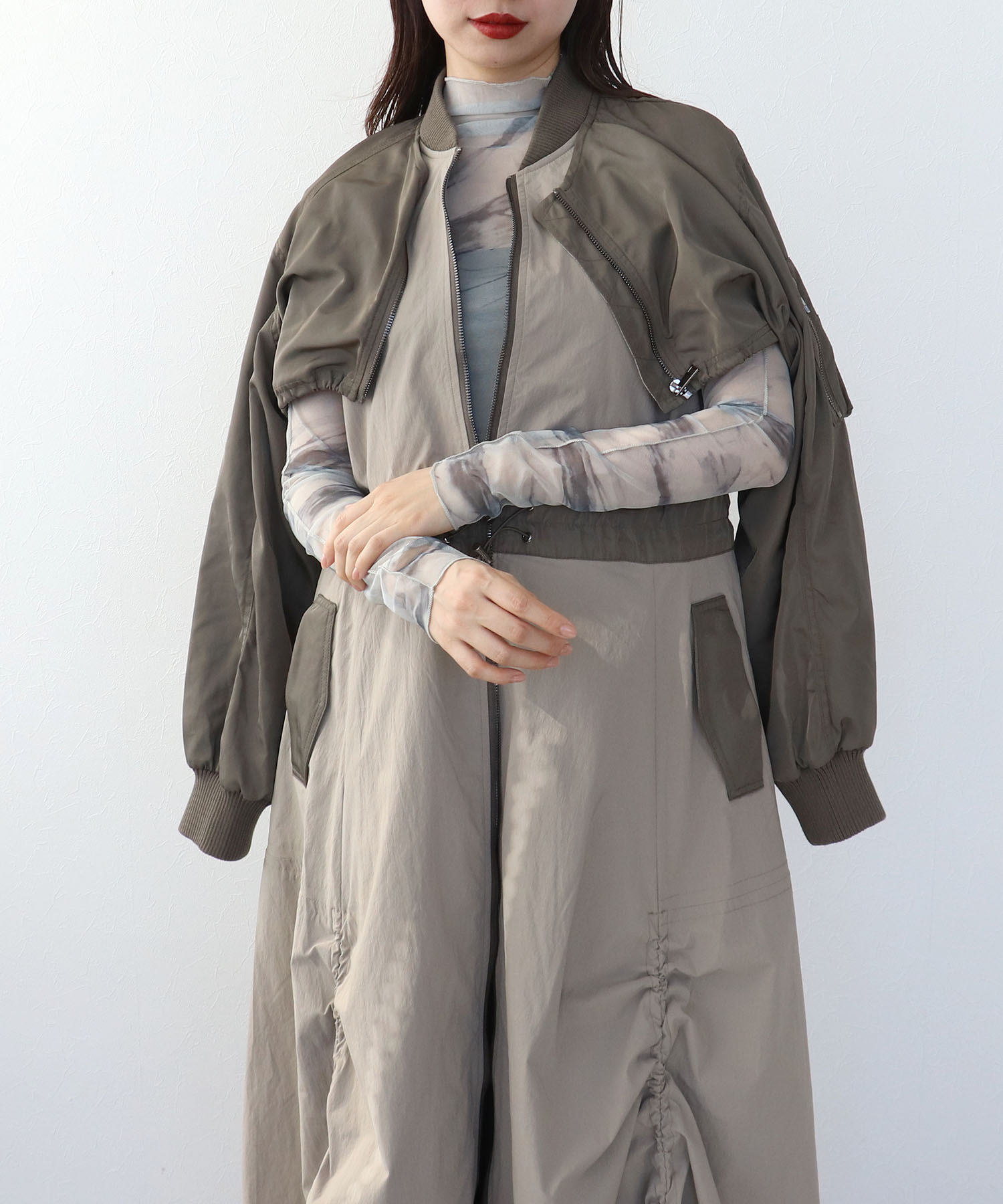 【RISLEY】肩掛けレイヤードコート