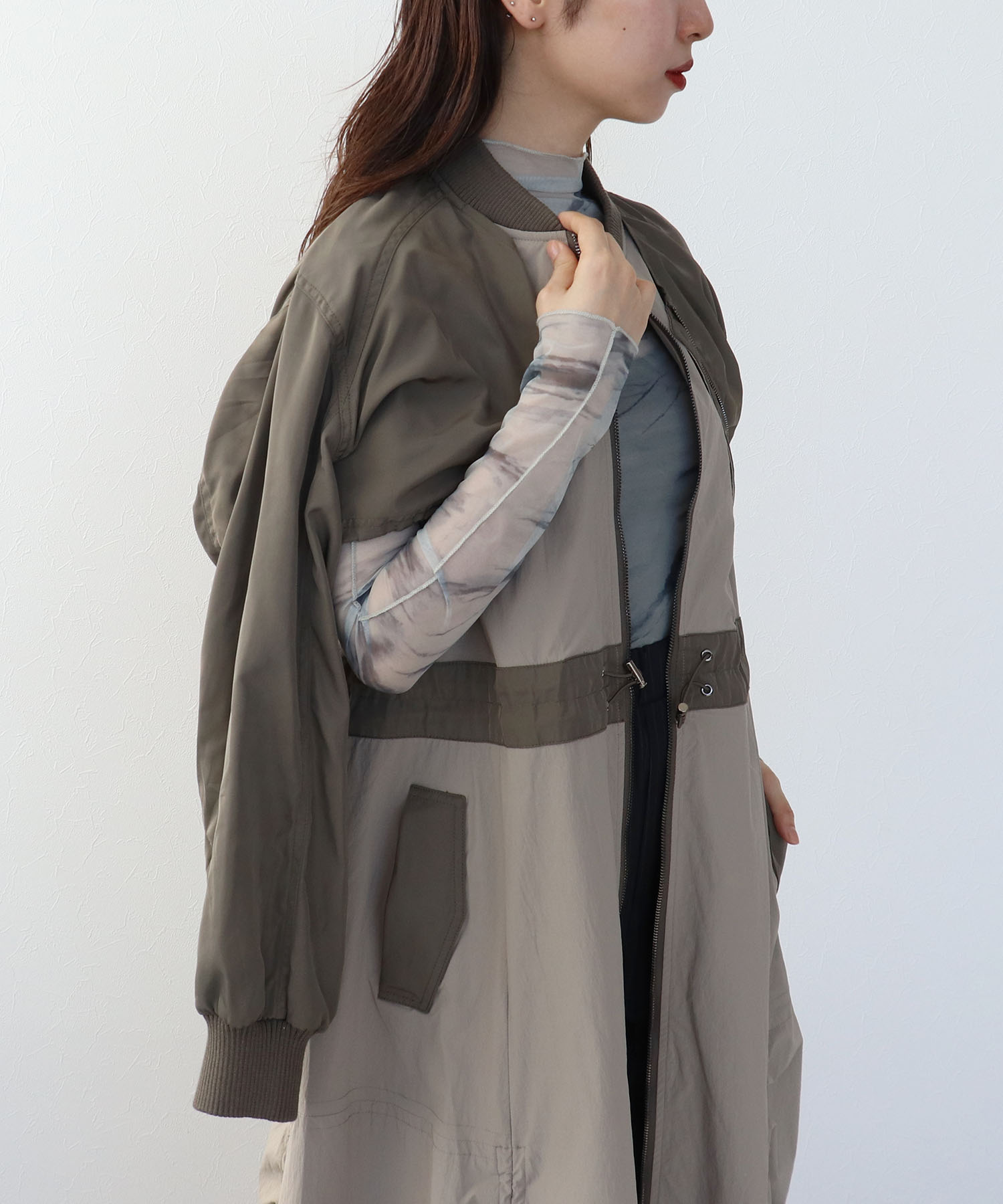 【RISLEY】肩掛けレイヤードコート