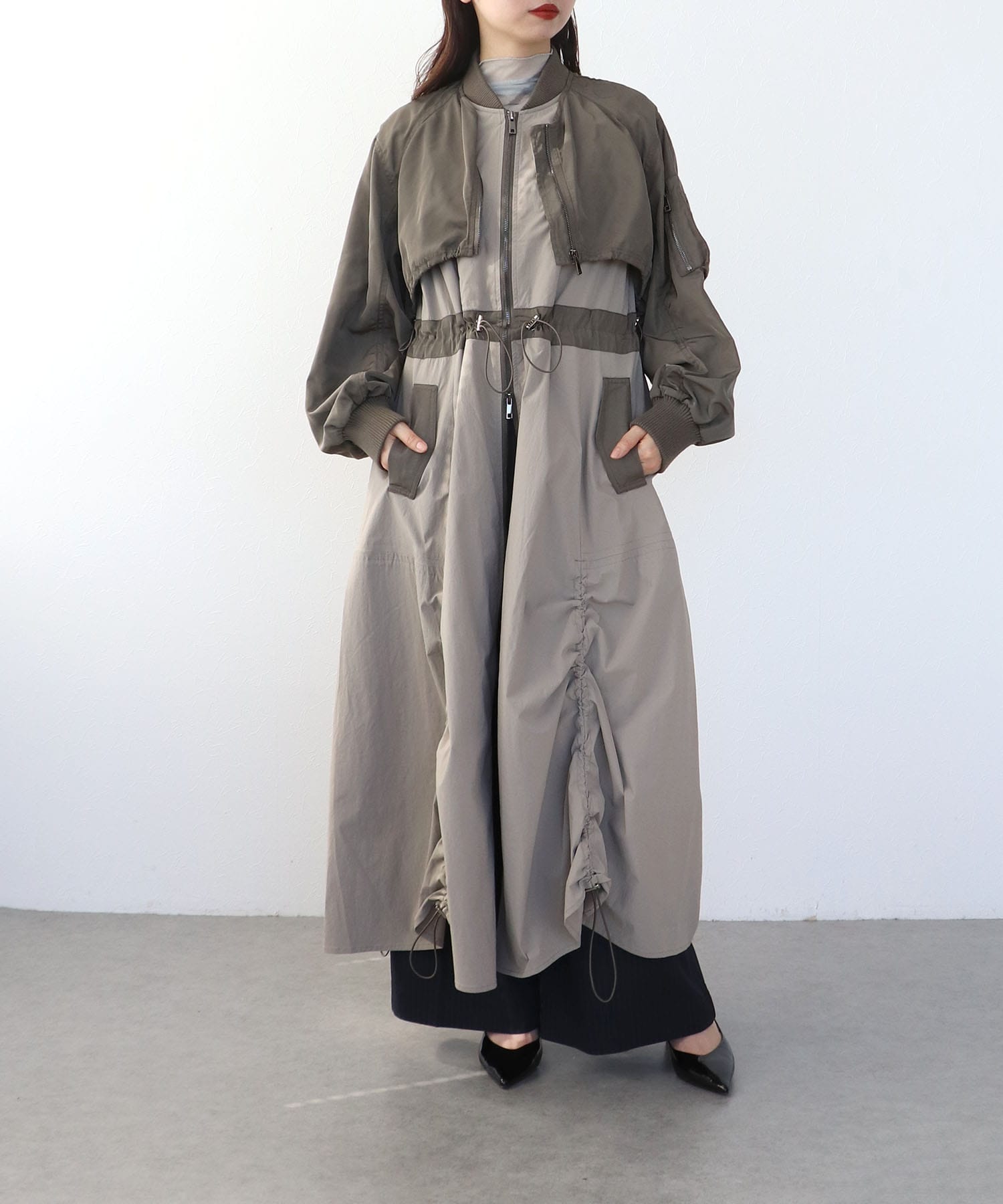 【RISLEY】肩掛けレイヤードコート