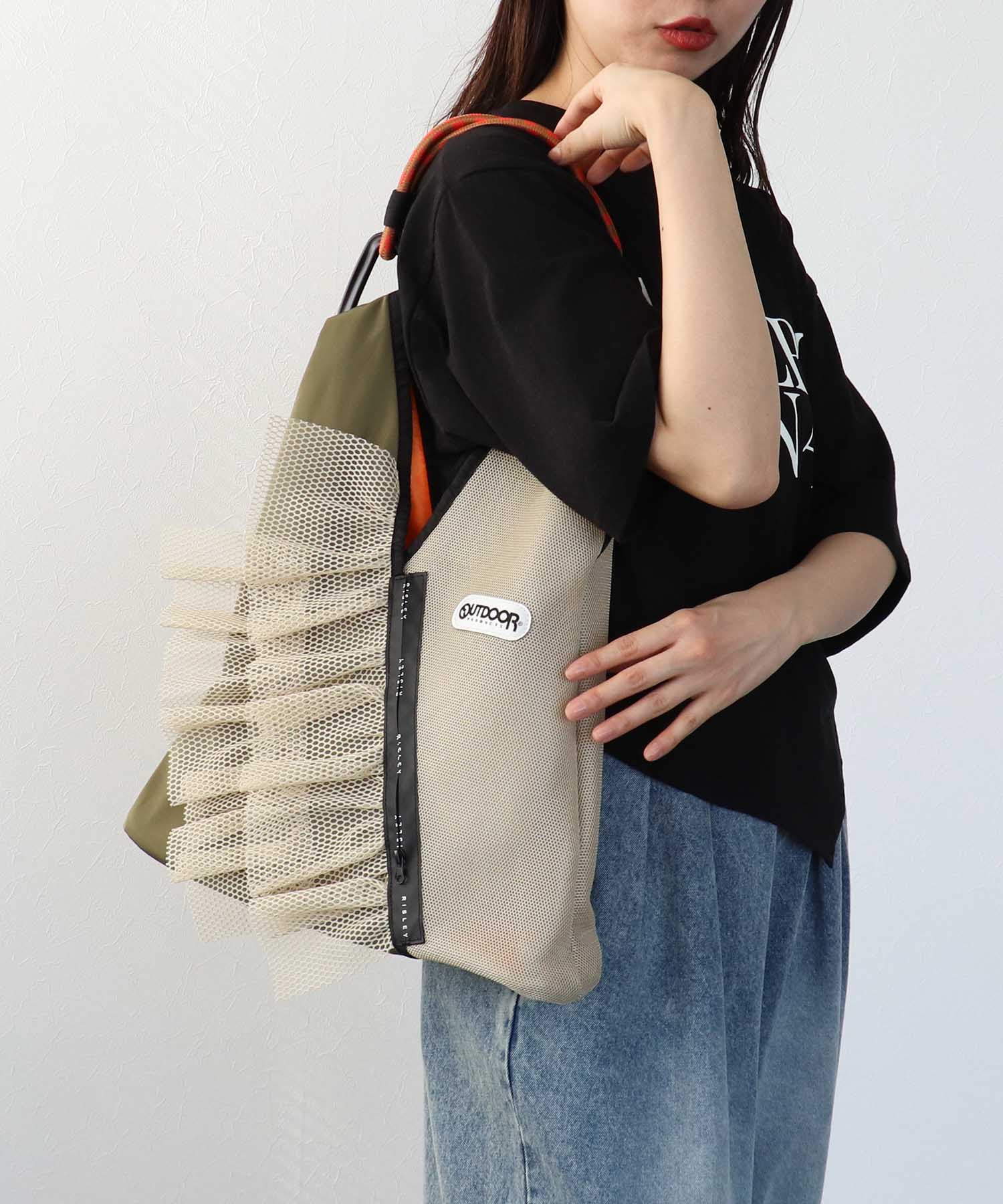 WEB限定【RISLEY×OUTDOOR PRODUCTS】トライアングルフリルメッシュバッグ