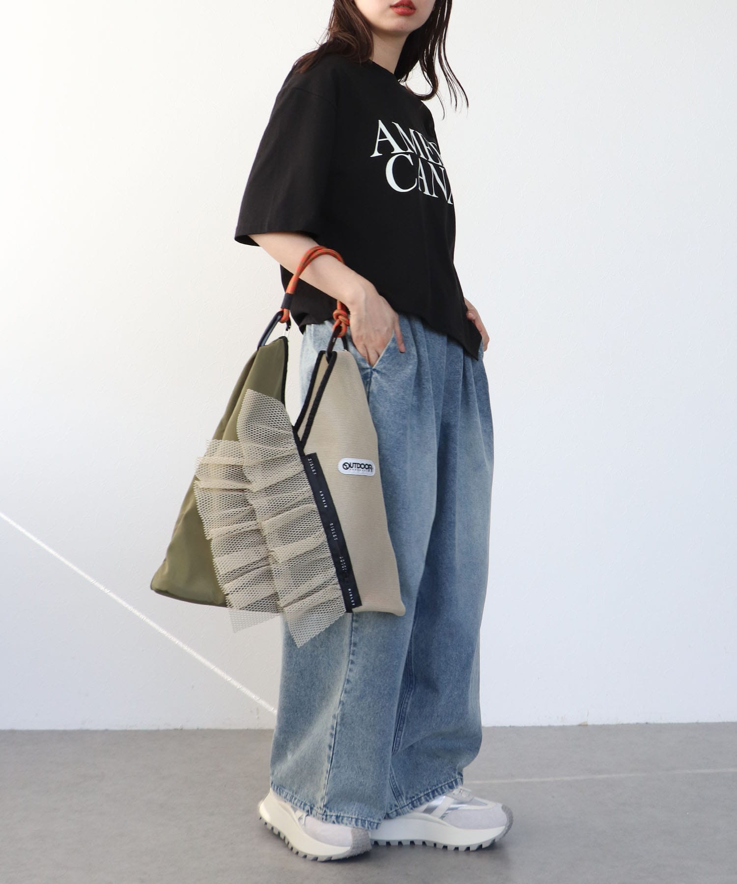 WEB限定【RISLEY×OUTDOOR PRODUCTS】トライアングルフリルメッシュバッグ