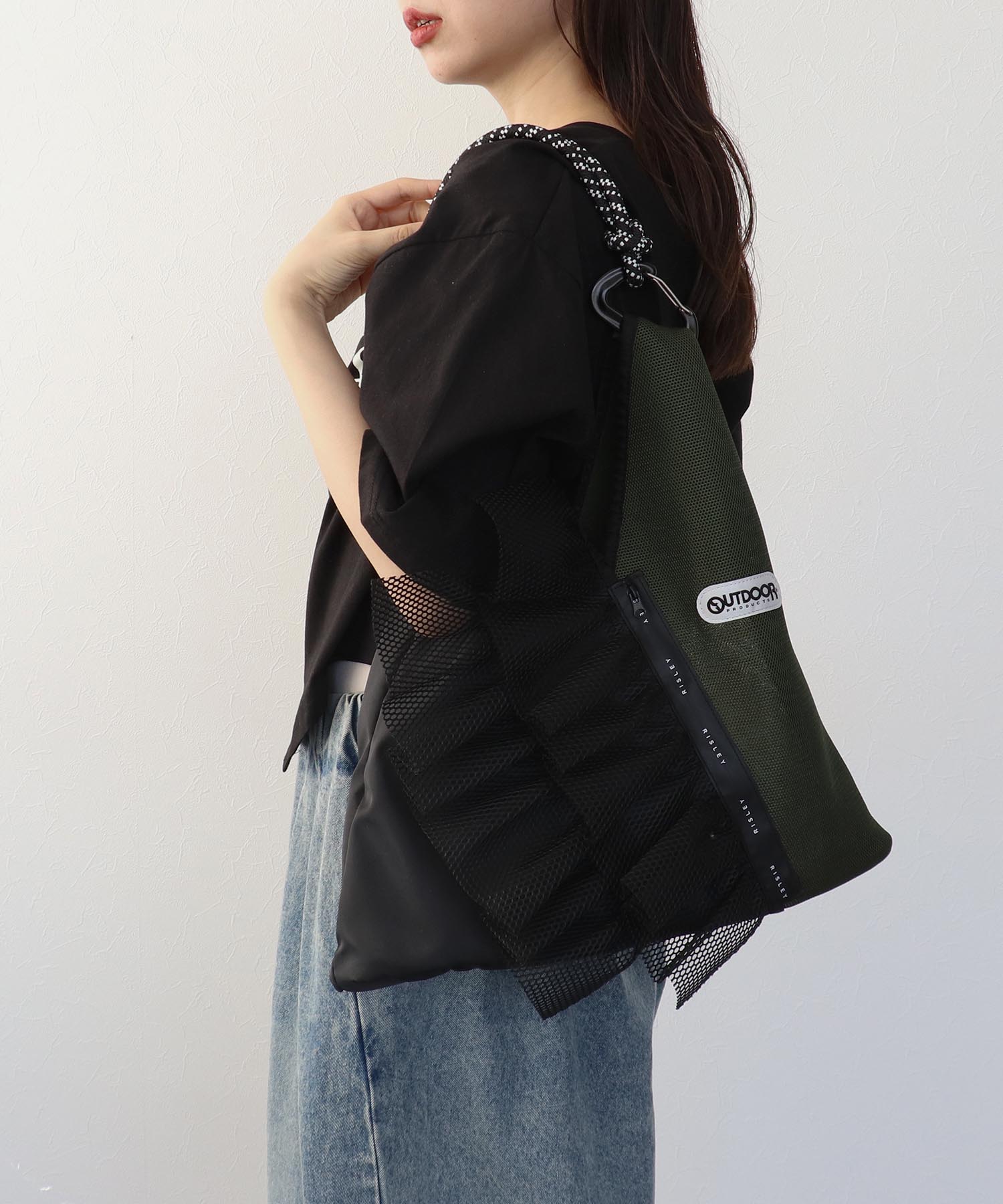 WEB限定【RISLEY×OUTDOOR PRODUCTS】トライアングルフリルメッシュバッグ