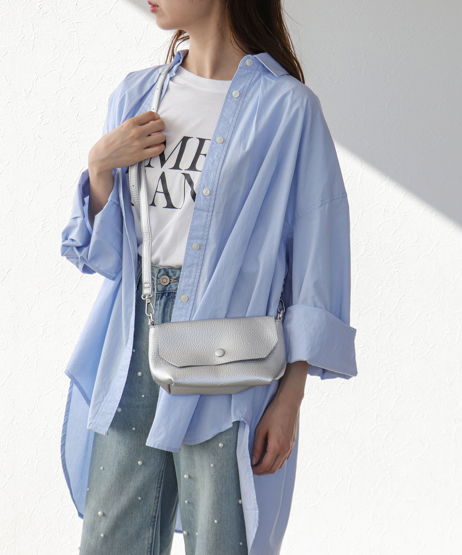 【cache cache】ミニショルダー付ソフトフェイクレザーバッグ