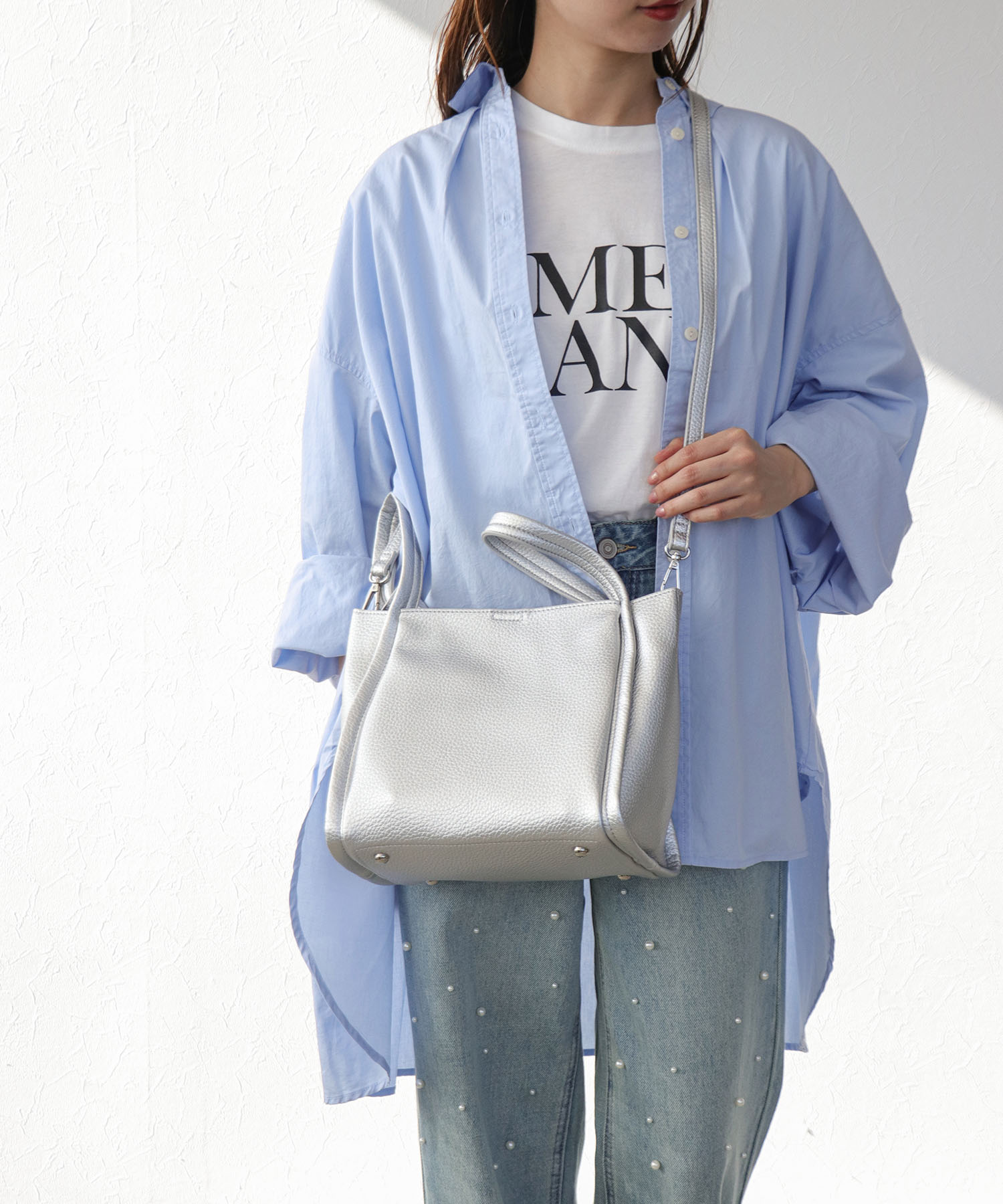 【cache cache】ミニショルダー付ソフトフェイクレザーバッグ