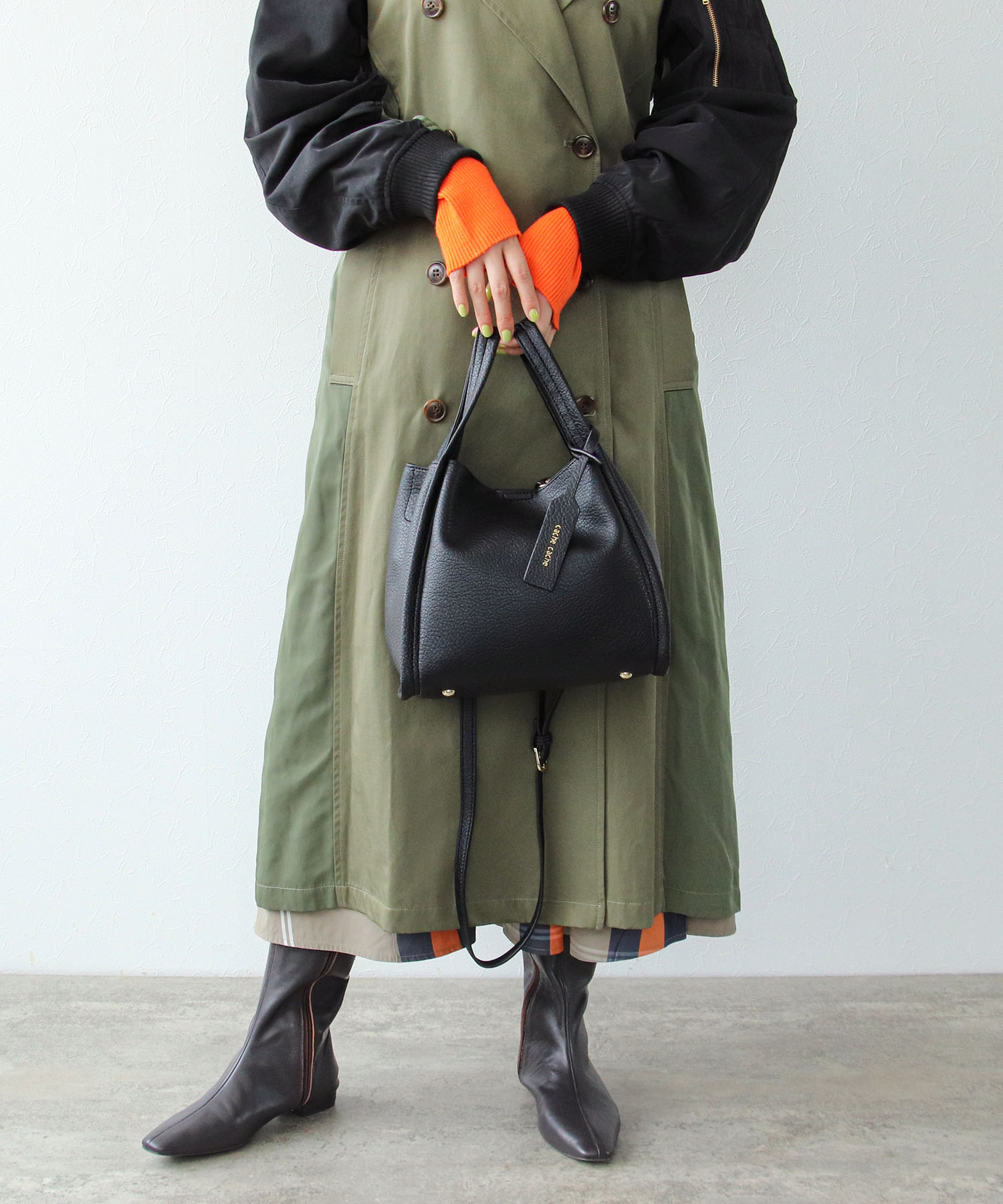 【cache cache】ミニショルダー付ソフトフェイクレザーバッグ