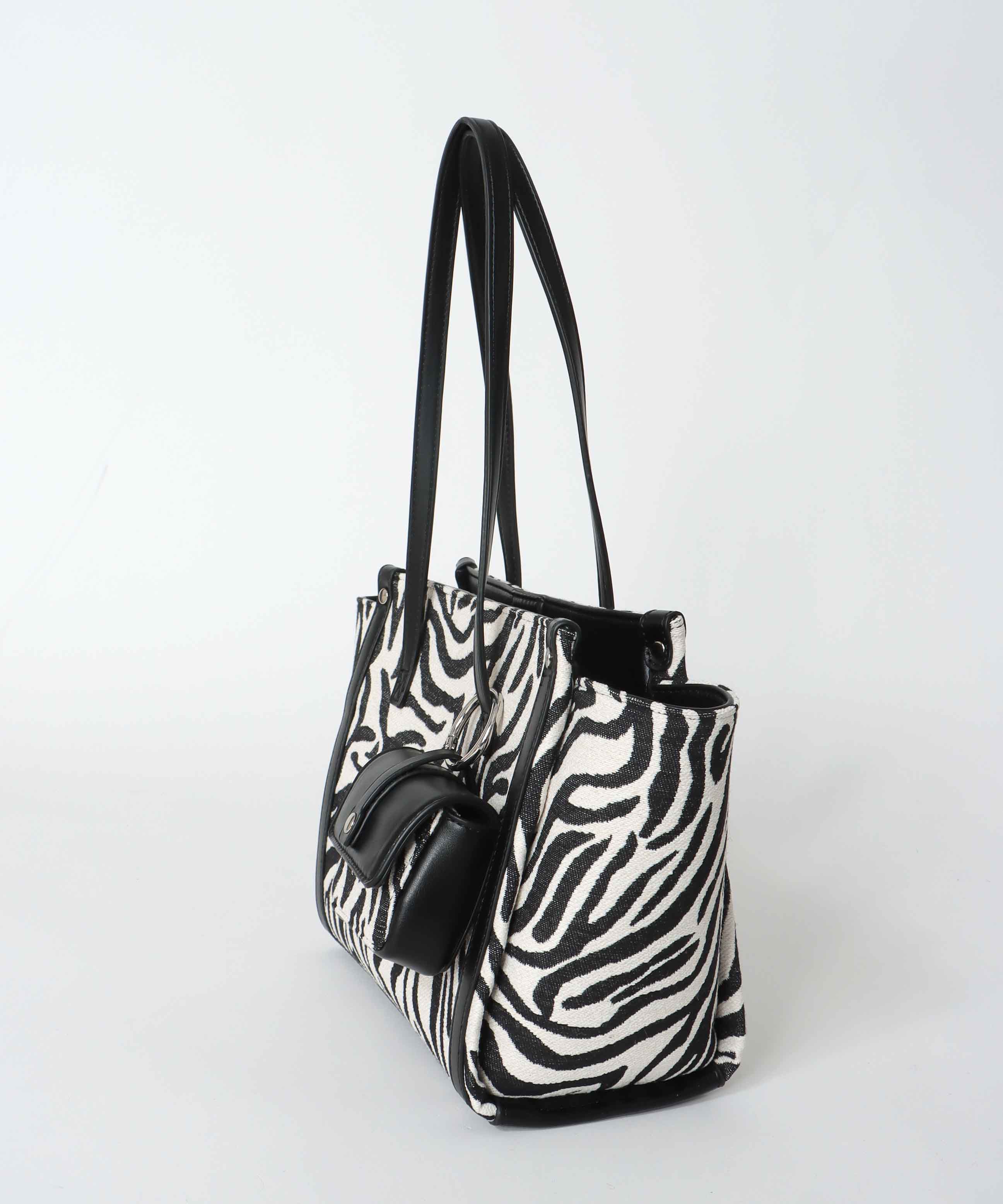 ミニポーチ付きゼブラトート