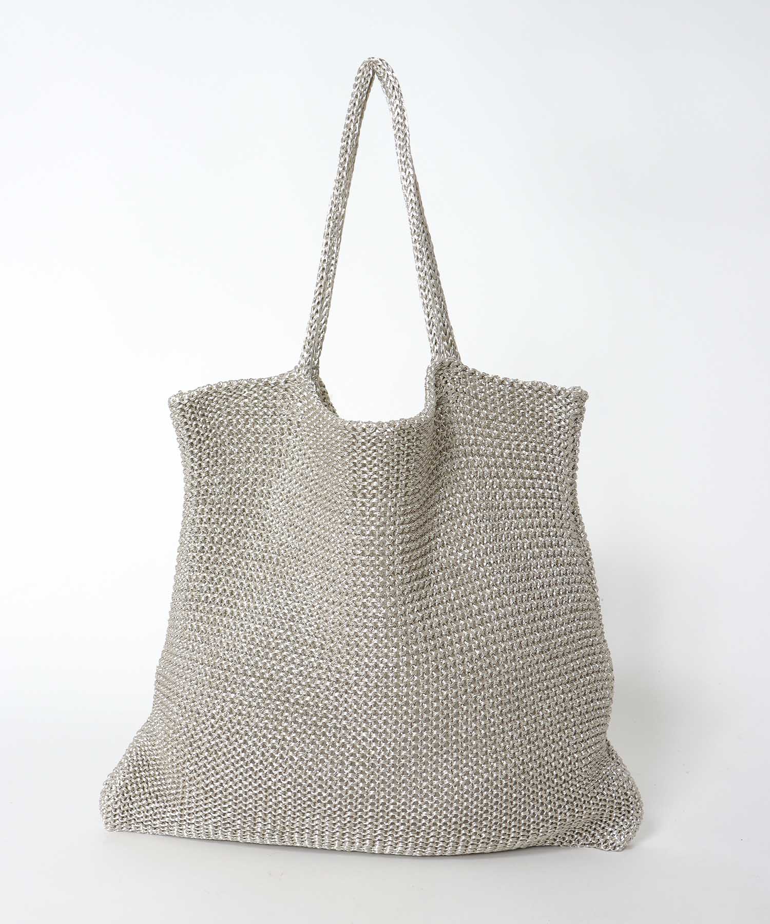 ラメ糸編みトート