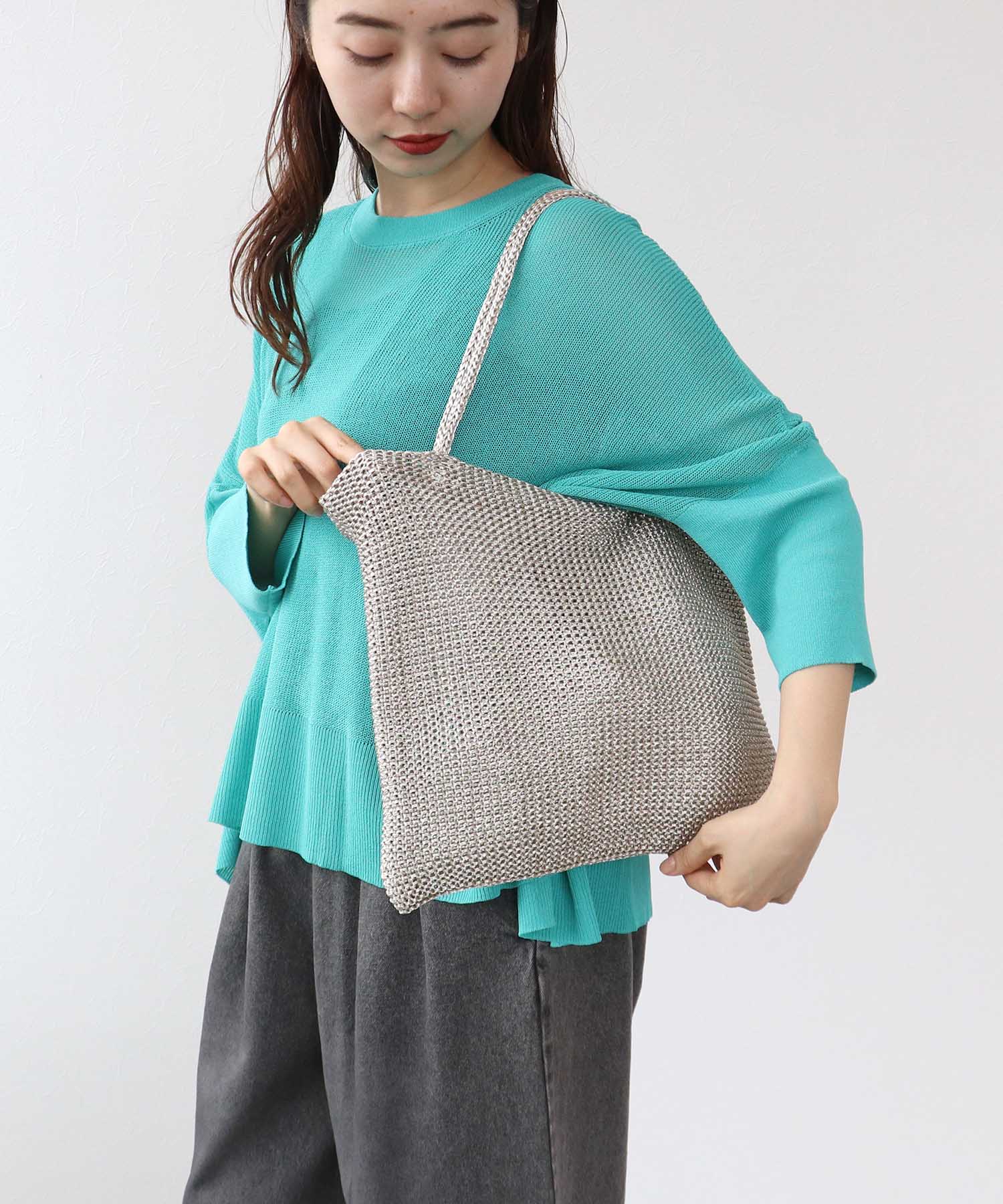 ラメ糸編みトート