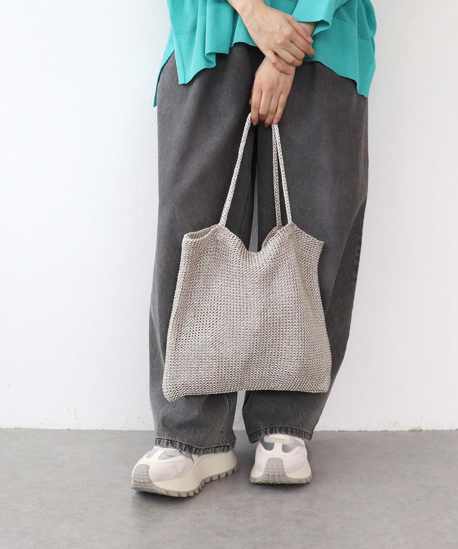 ラメ糸編みトート