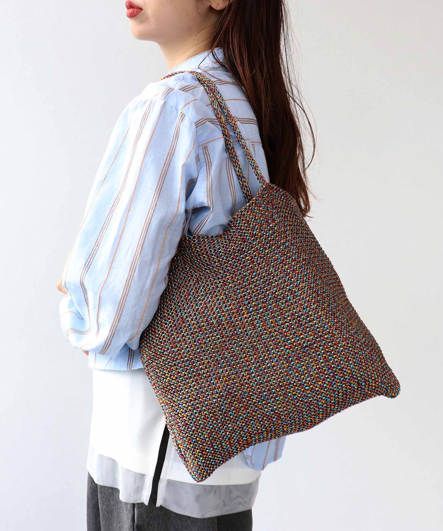 ラメ糸編みトート