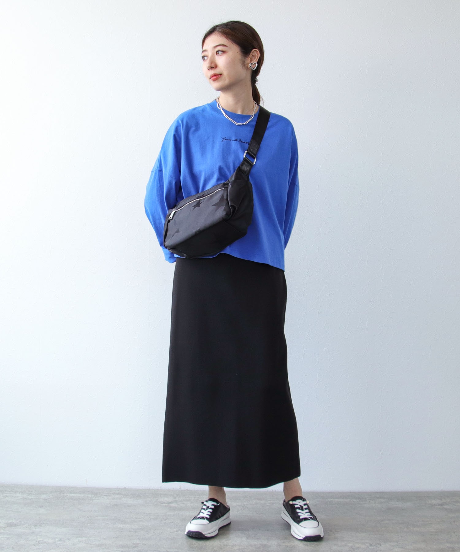 牛革×ブラックスターナイロンミニショルダー