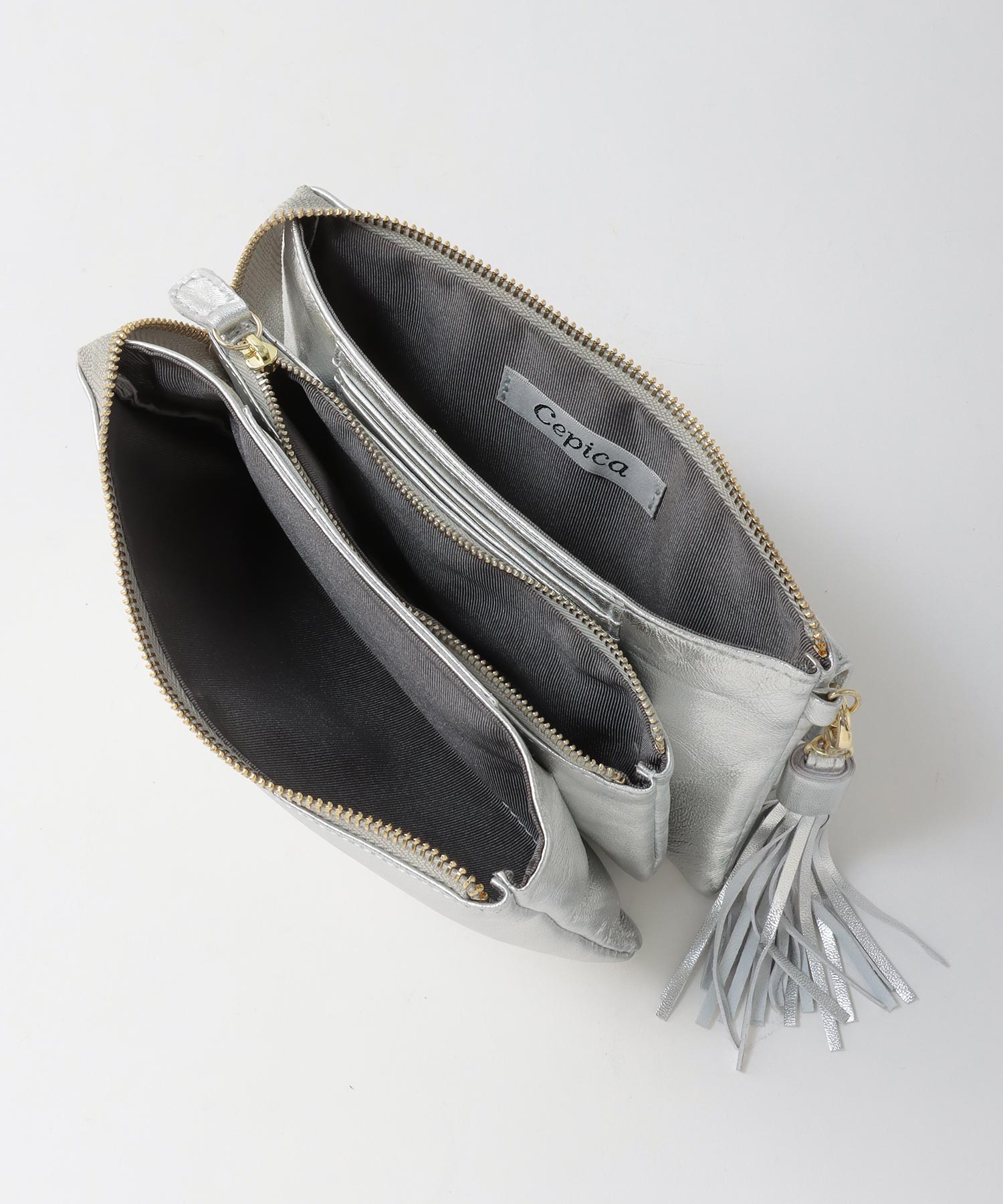 ラムレザータッセル付お財布ショルダー