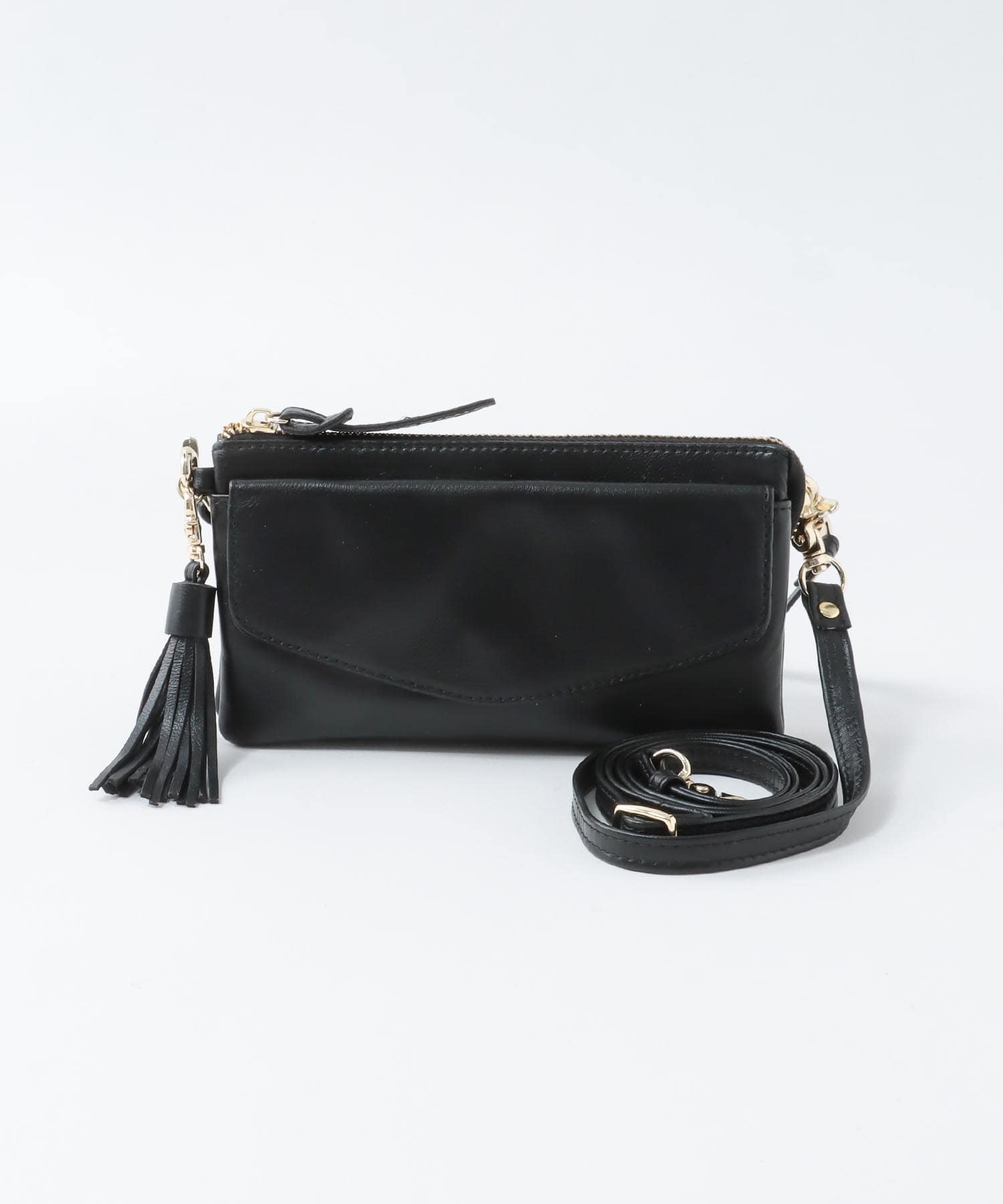 ラムレザータッセル付お財布ショルダー