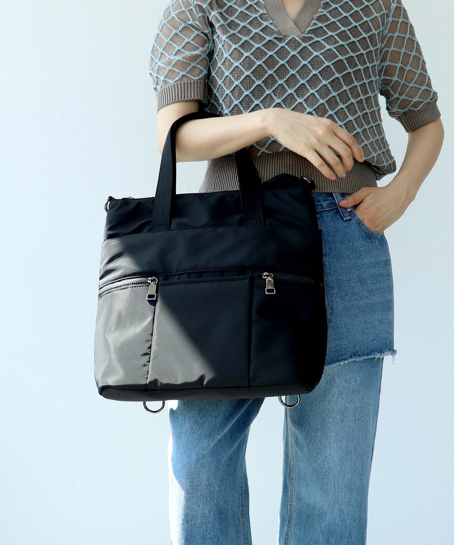 ナイロンスクエア3Wayリュックトート