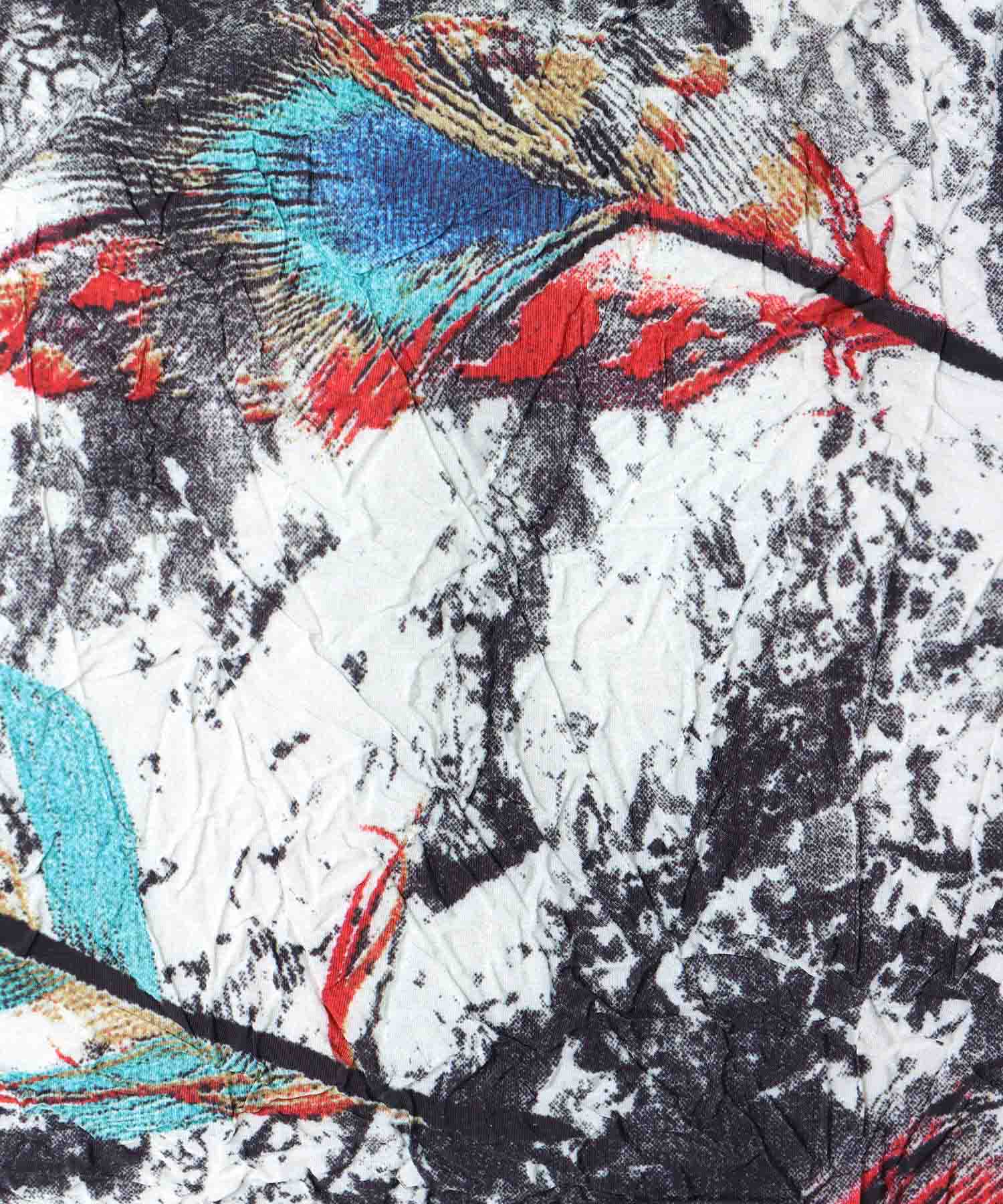 牛革×フェザープリントビッグバッグ