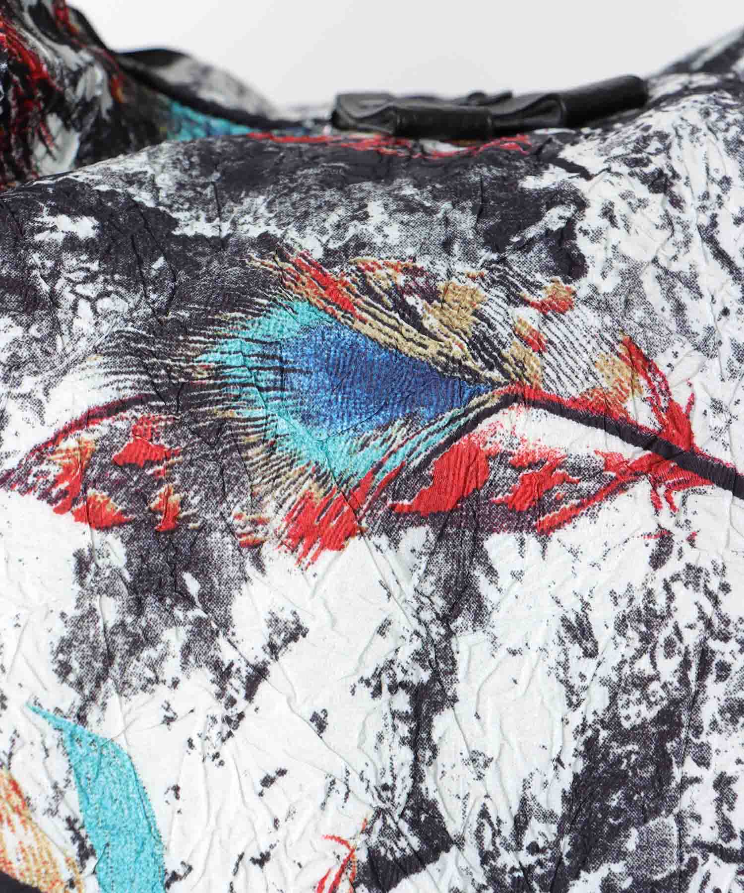 牛革×フェザープリントビッグバッグ