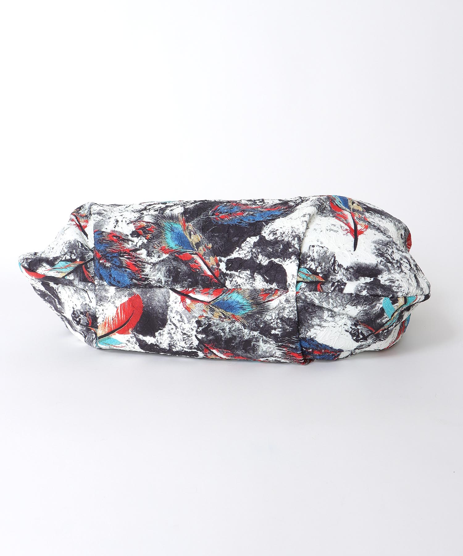 牛革×フェザープリントビッグバッグ