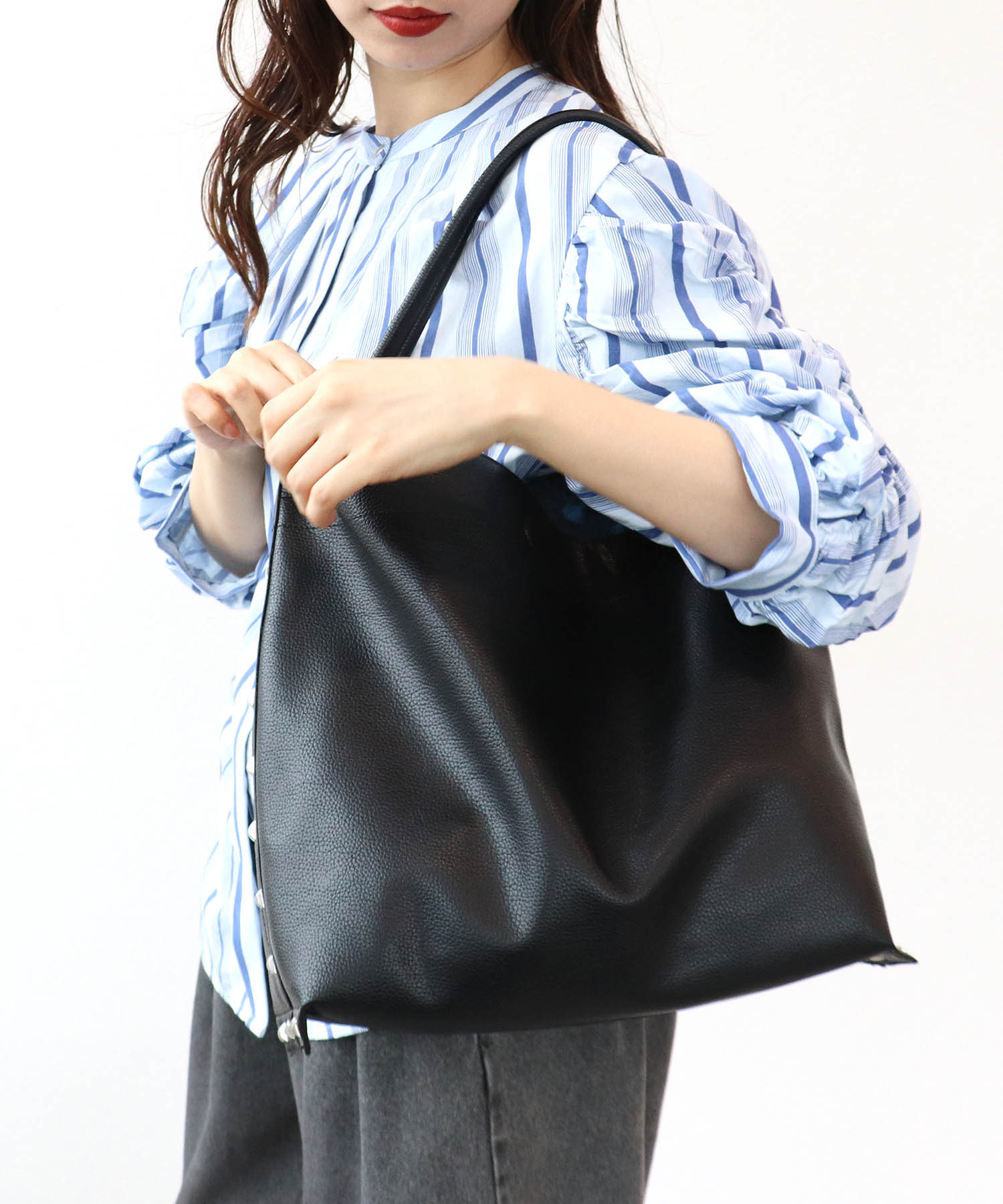 合皮×プリントリバーシブルトート