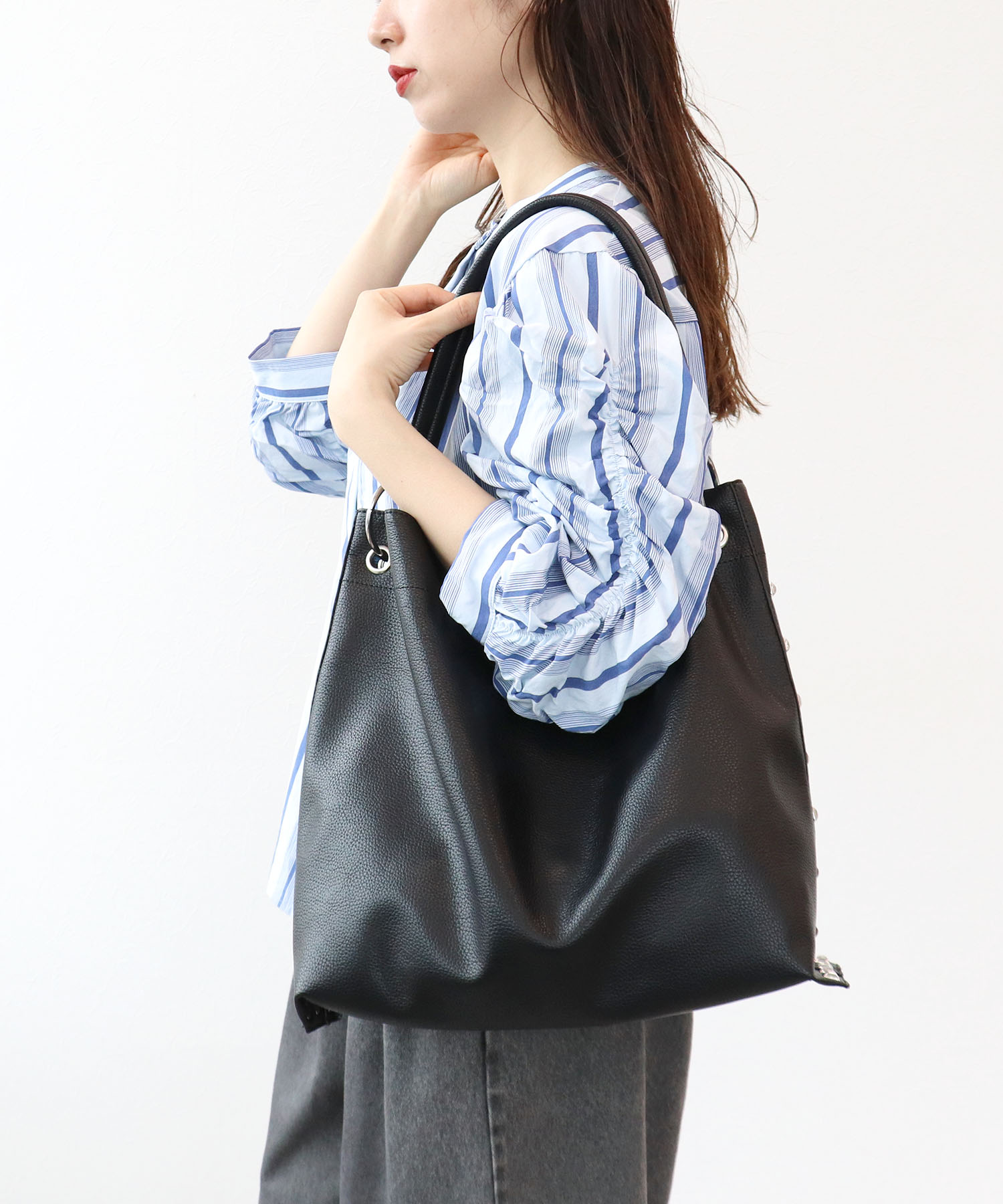 合皮×プリントリバーシブルトート