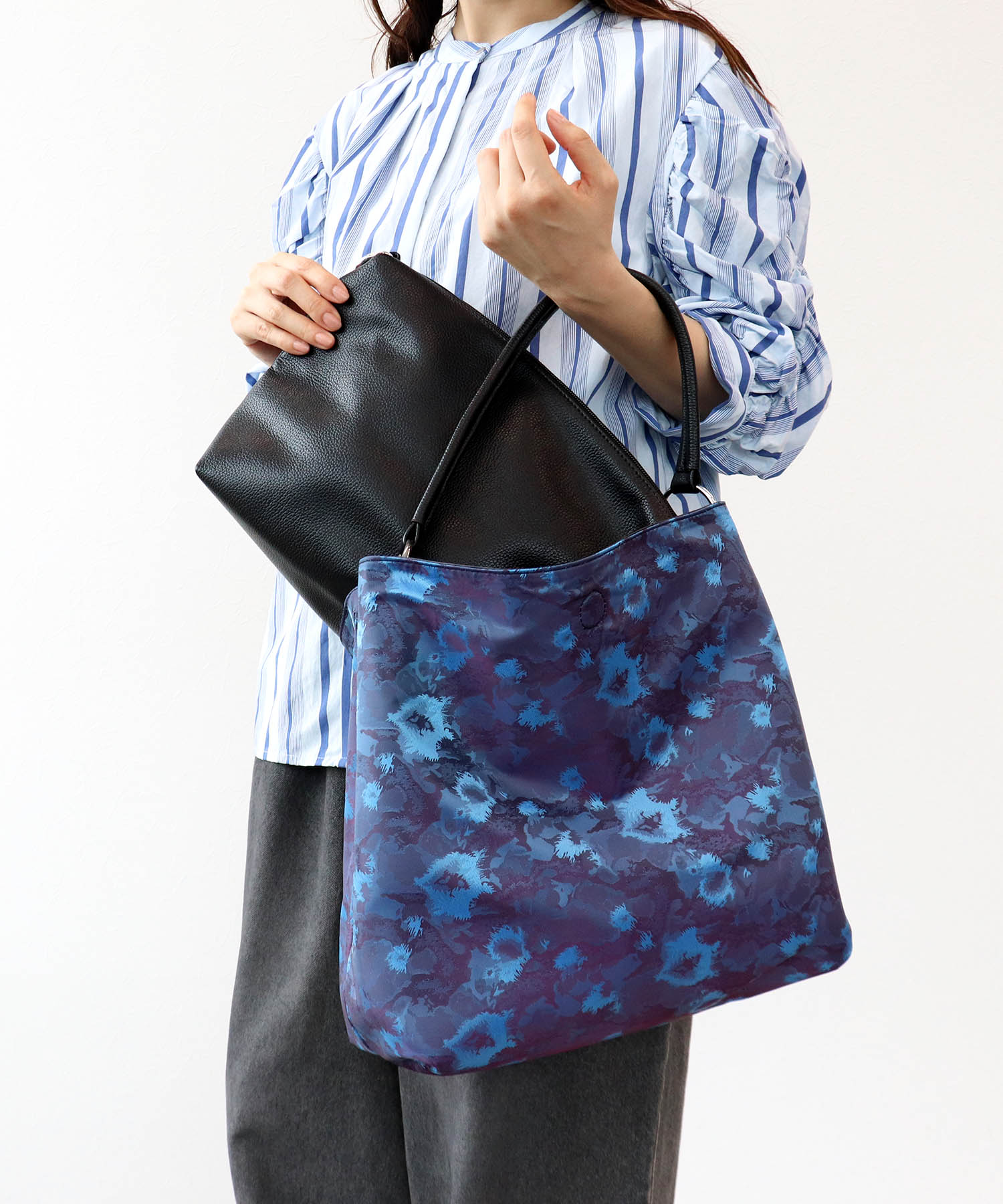 合皮×プリントリバーシブルトート