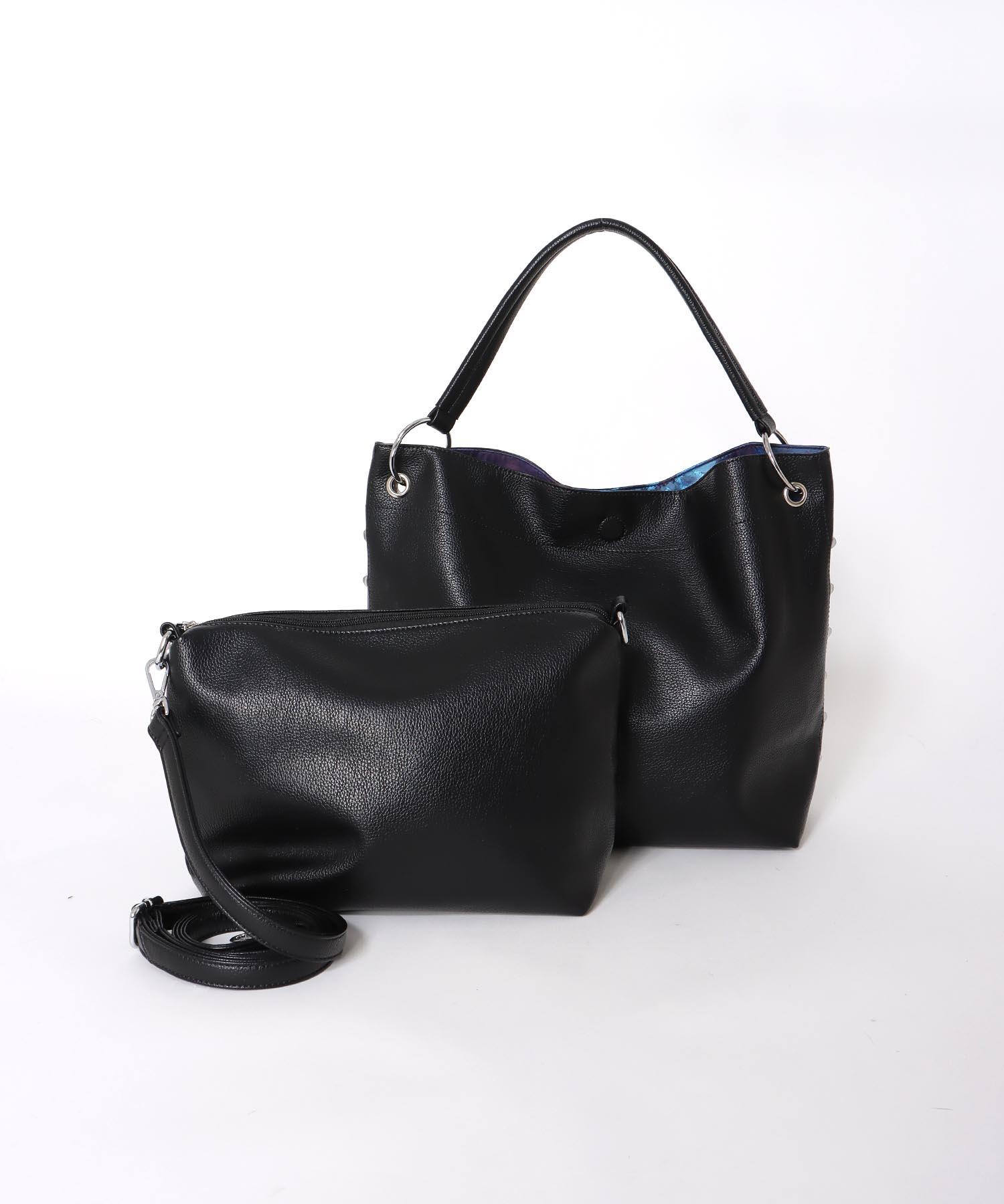 合皮×プリントリバーシブルトート