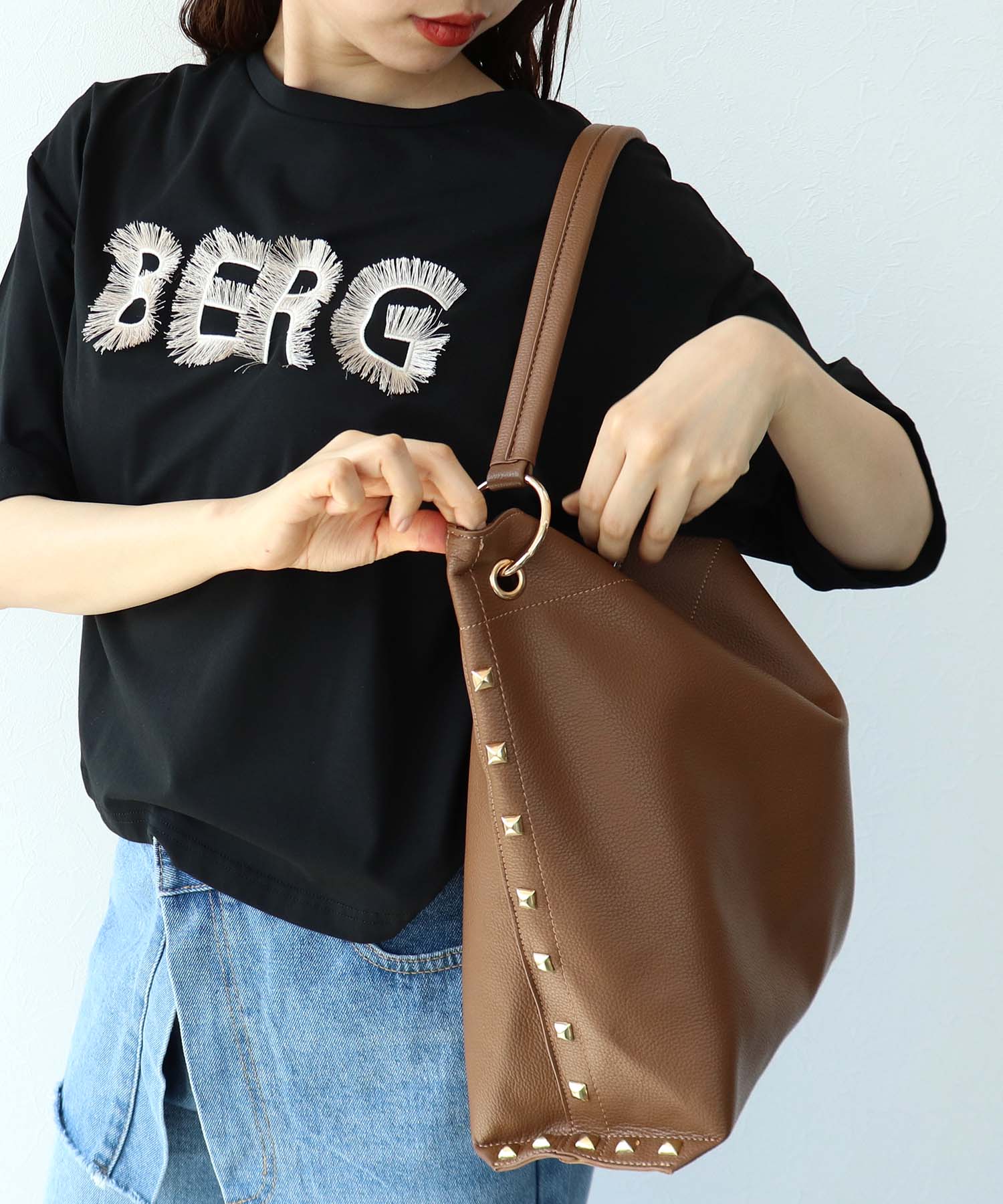 合皮×プリントリバーシブルトート