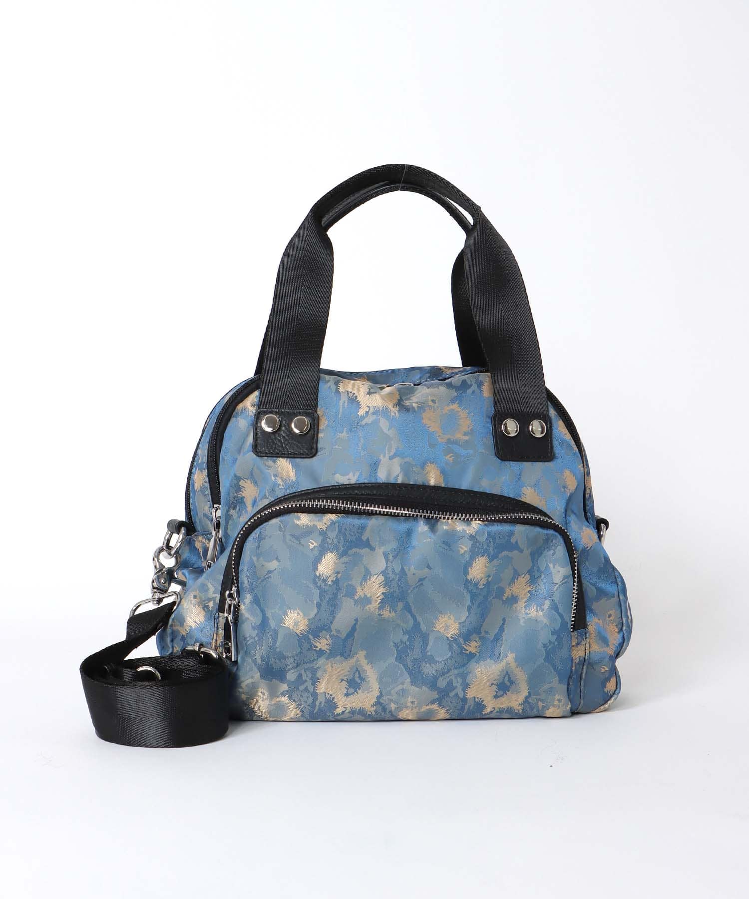 ナイロンジャガードプリントラウンドミニボストン