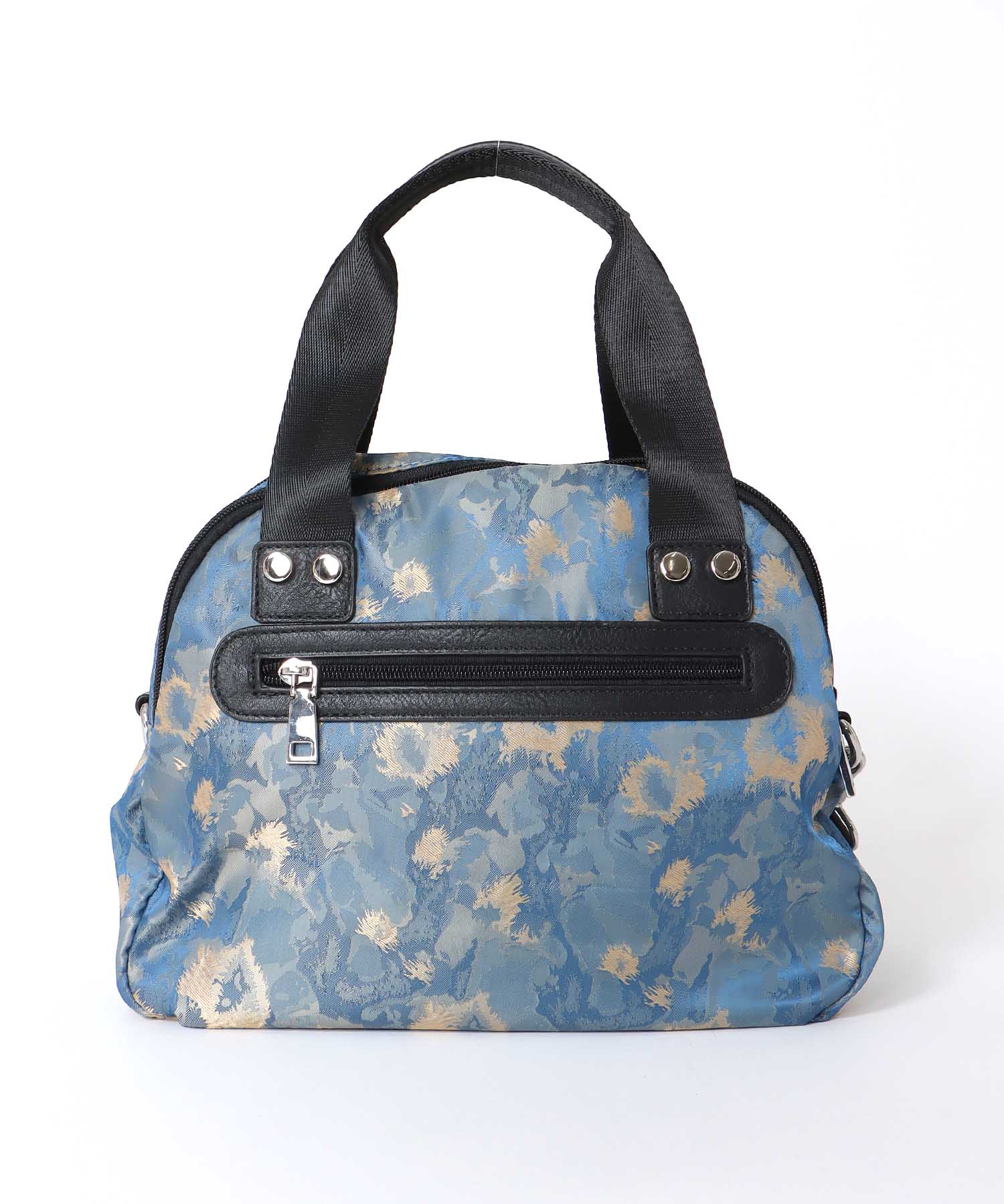 ナイロンジャガードプリントラウンドミニボストン