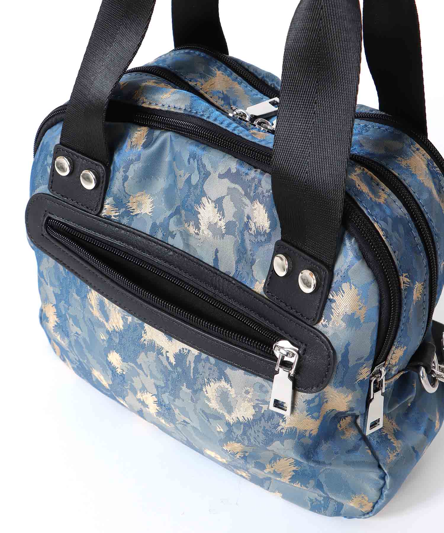 ナイロンジャガードプリントラウンドミニボストン