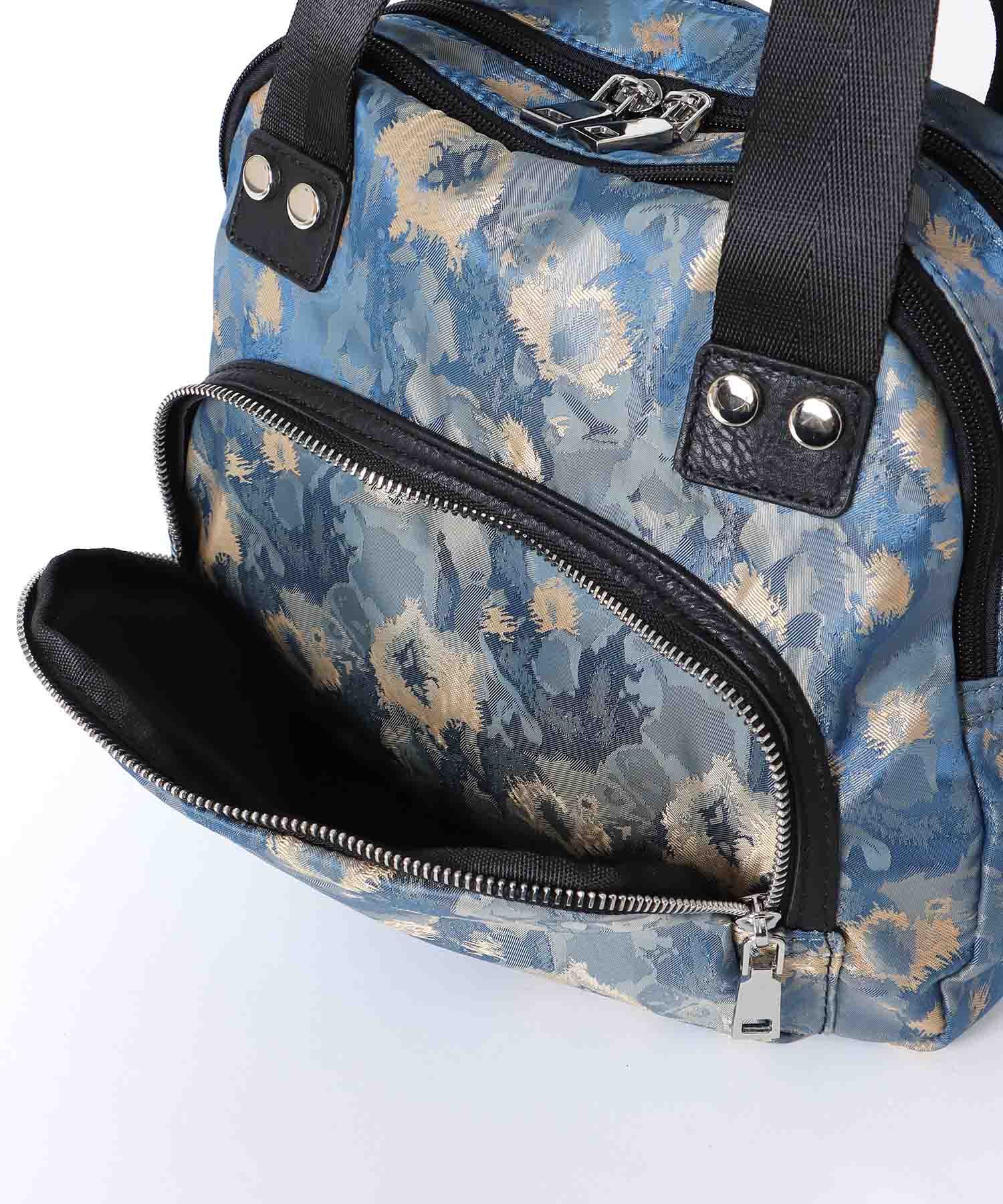 ナイロンジャガードプリントラウンドミニボストン