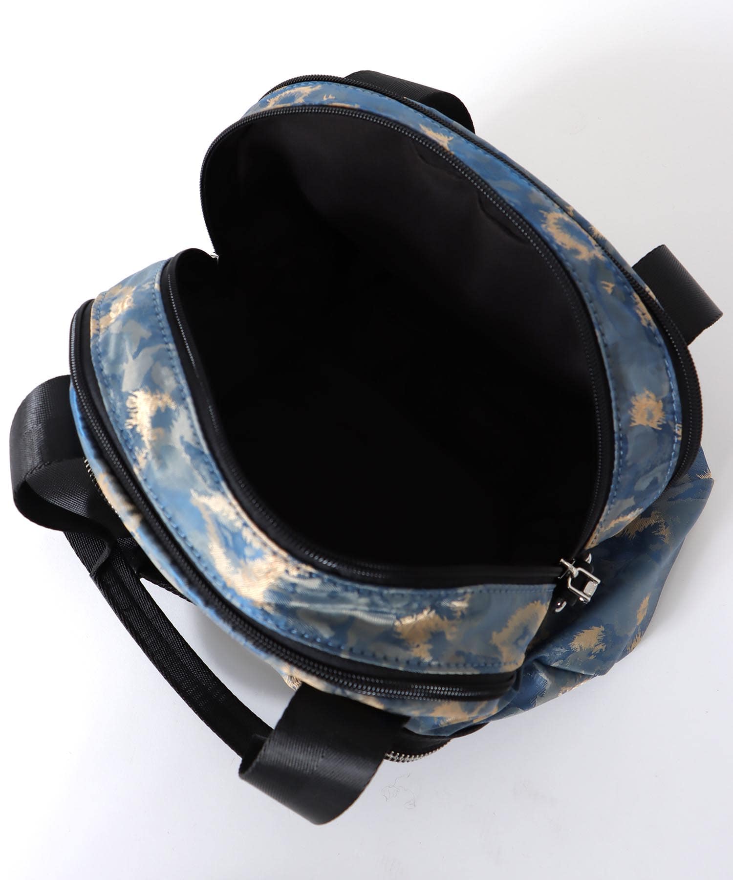 ナイロンジャガードプリントラウンドミニボストン