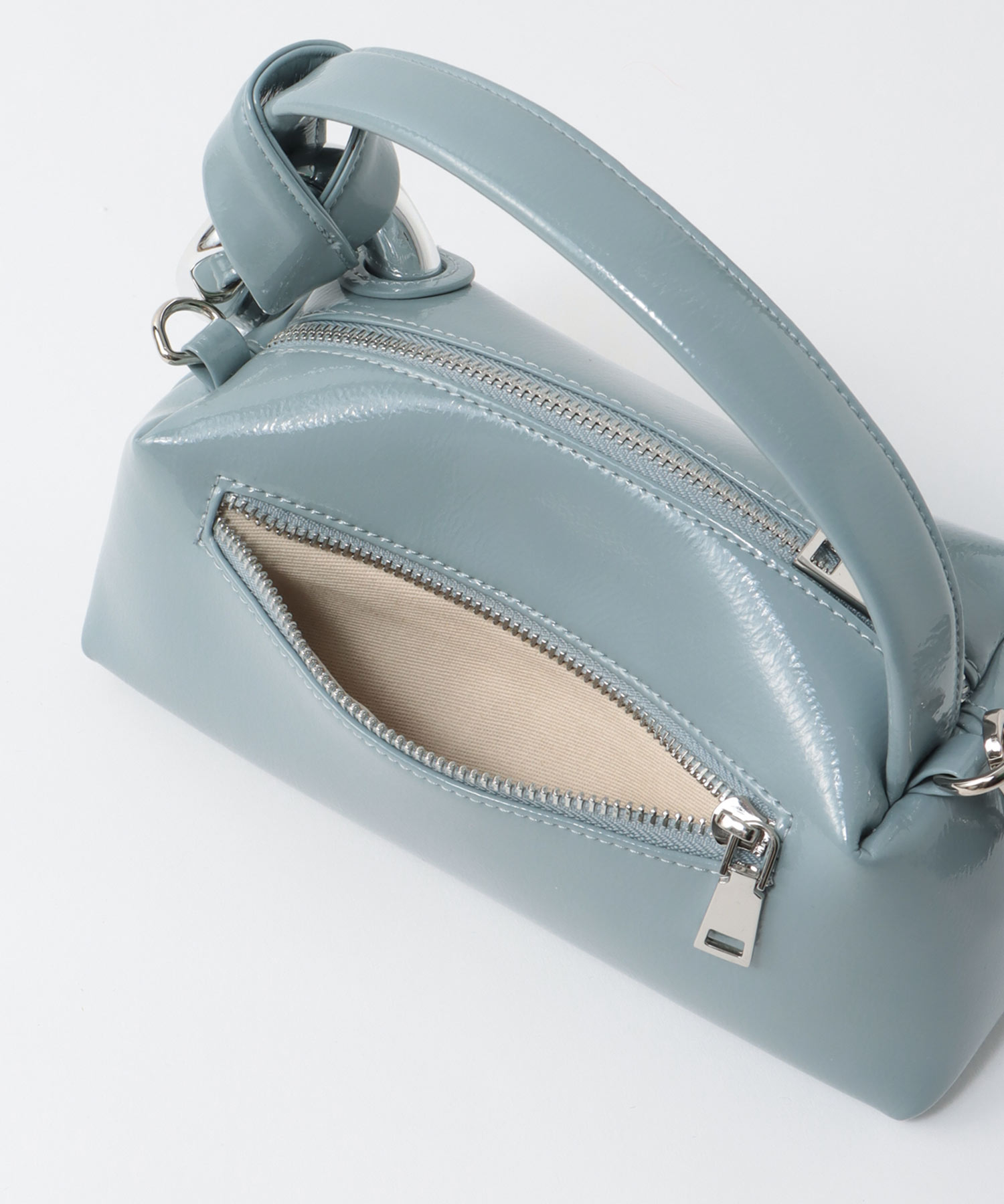 牛革ソフトエナメルミニバッグ