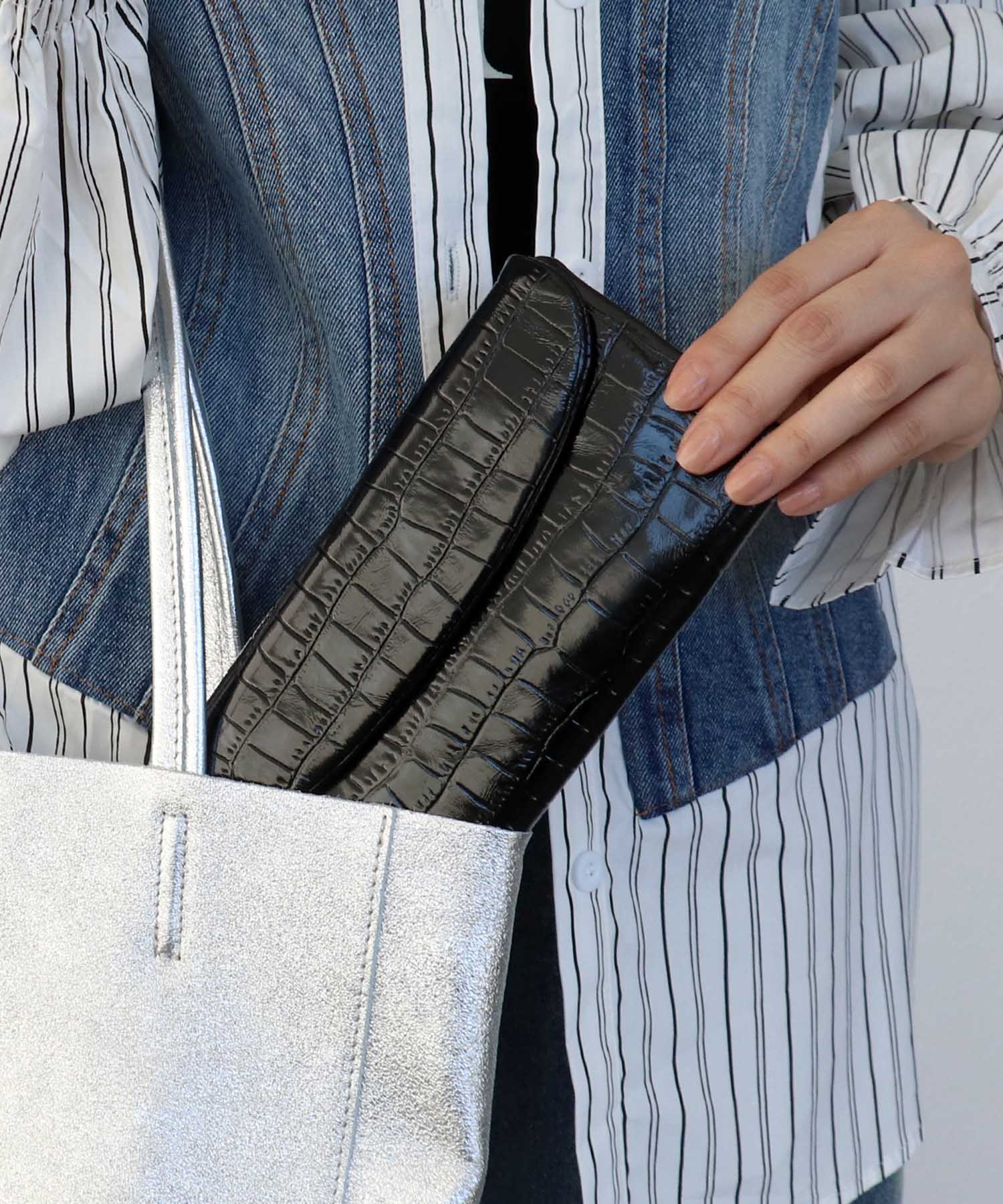 牛革クロコ型押し長財布