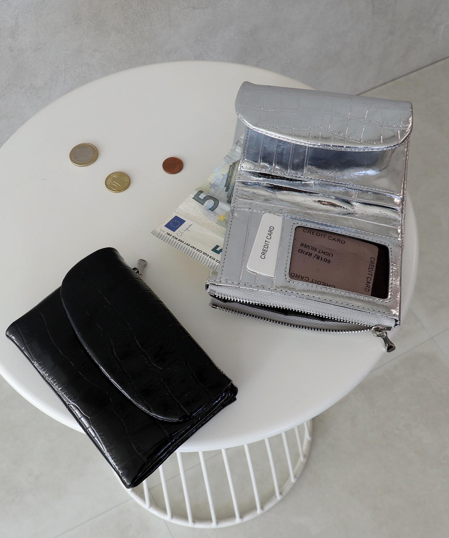 牛革クロコ型押しミニ財布