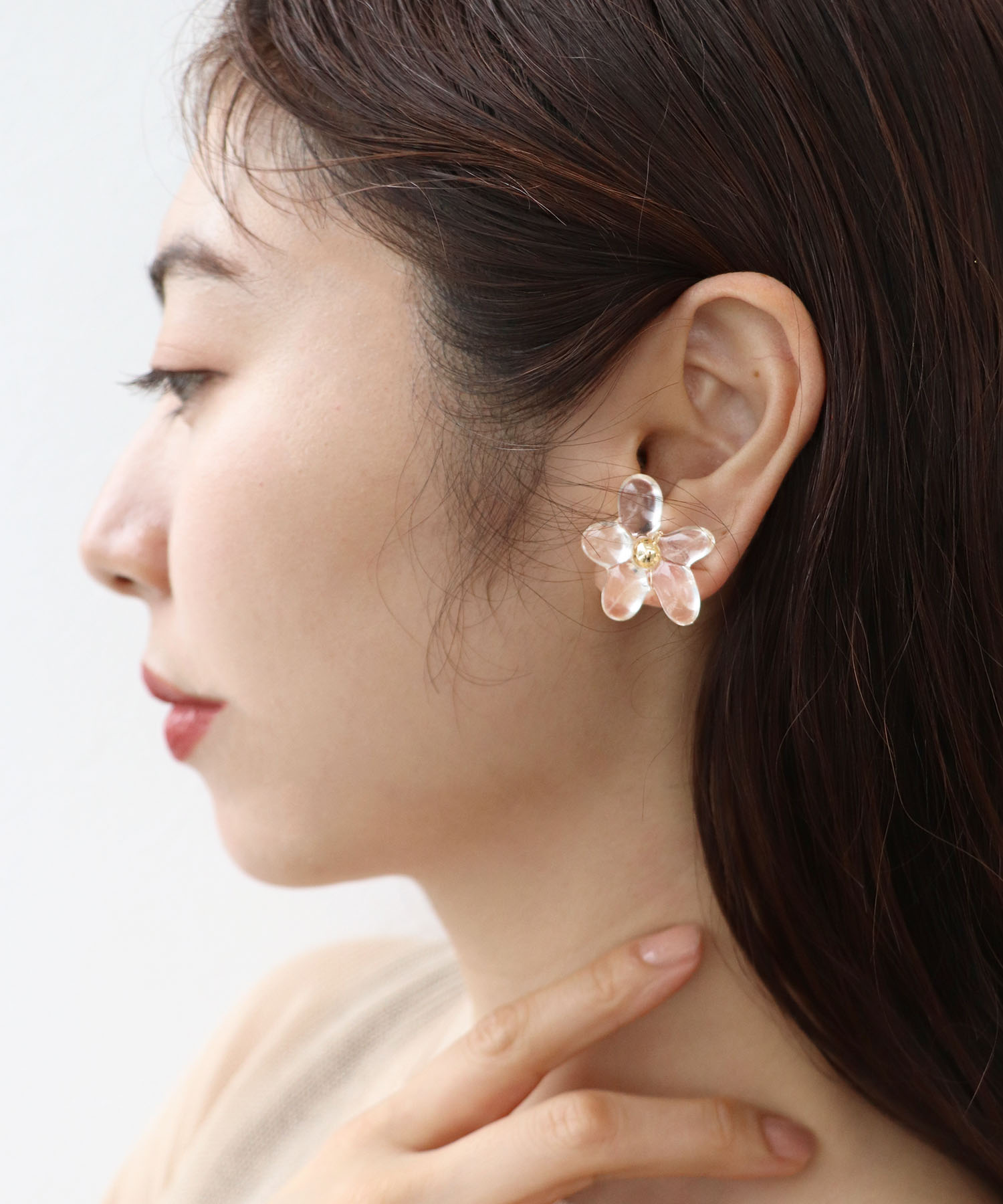 アクリルフラワーイヤリング