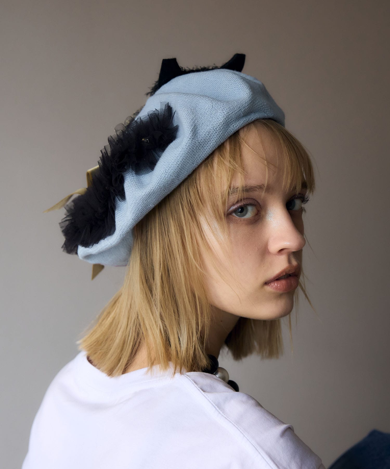 一部店舗WEB限定/  夏毛のシャムNECOベレー帽