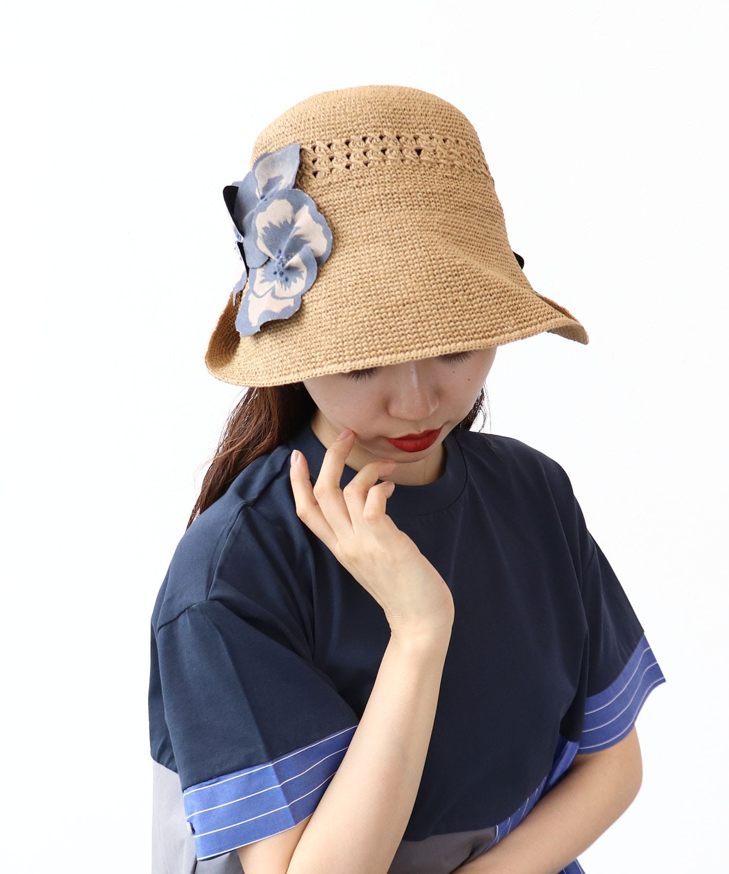 【Barairo no boushi】 パンジー細編みクロシェ