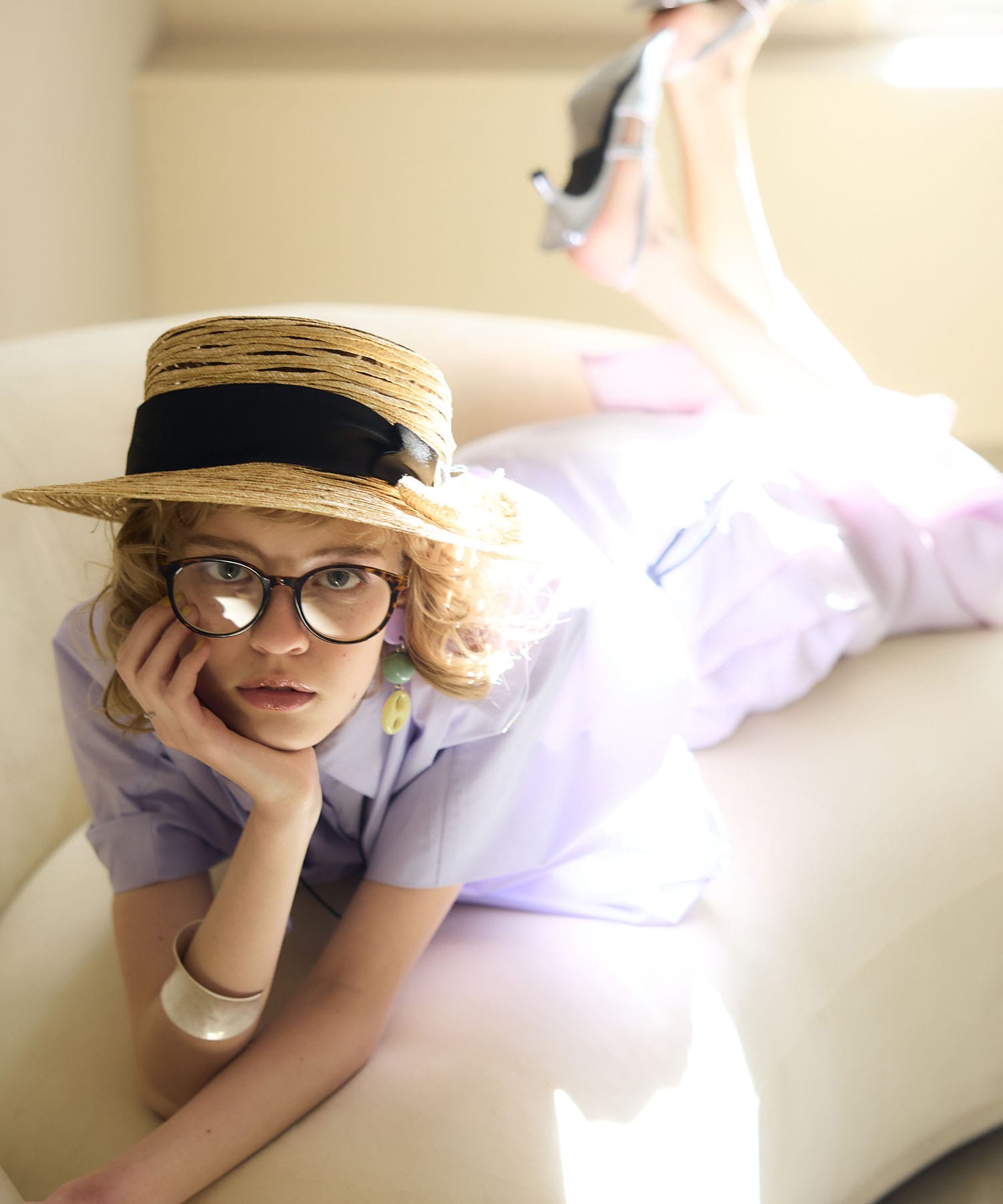 【Barairo no boushi】 細麦カゴ飾りブレードハット