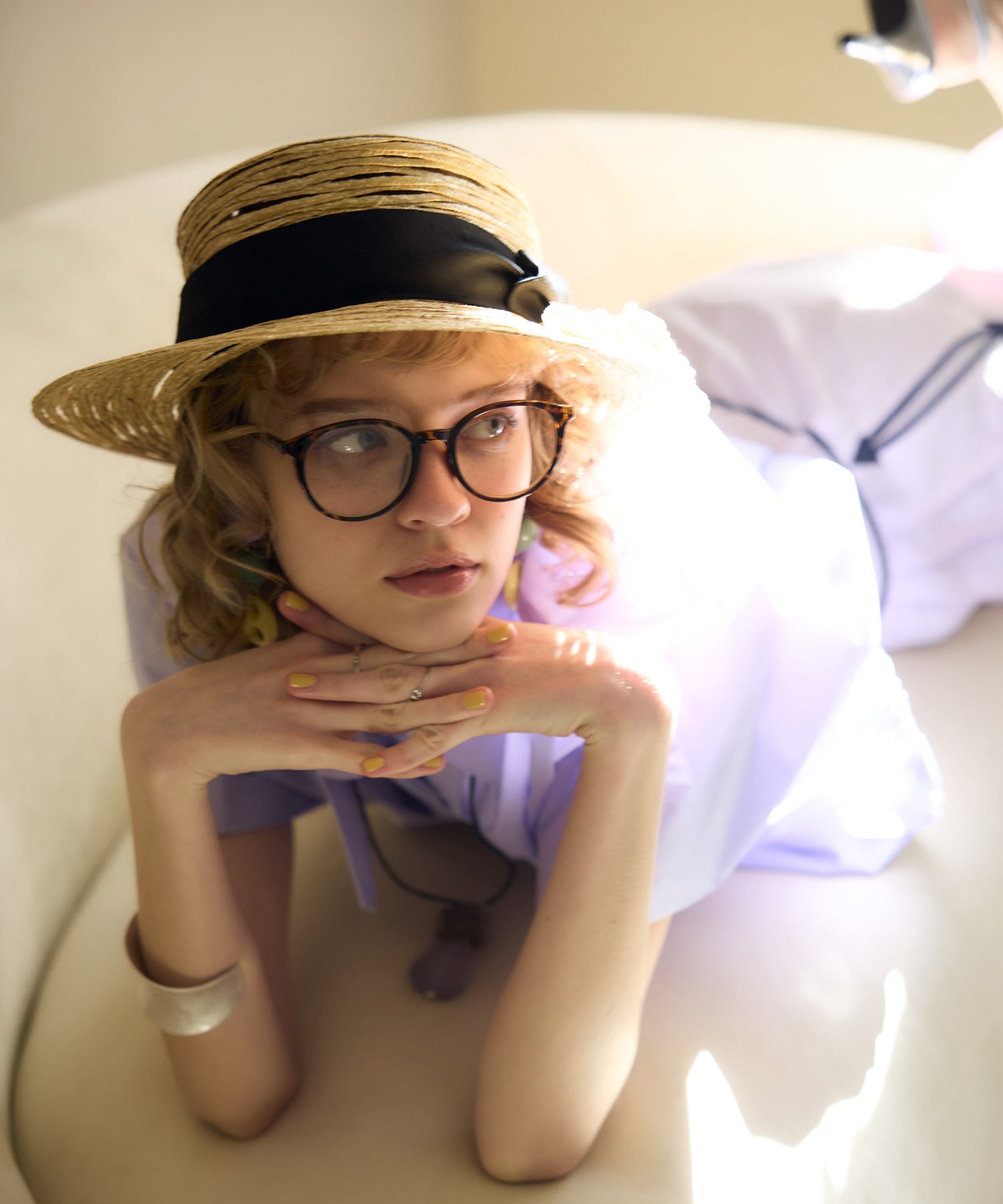 【Barairo no boushi】 細麦カゴ飾りブレードハット