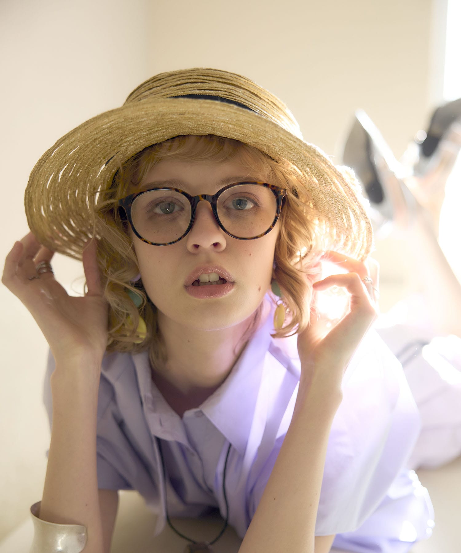 【Barairo no boushi】 細麦カゴ飾りブレードハット