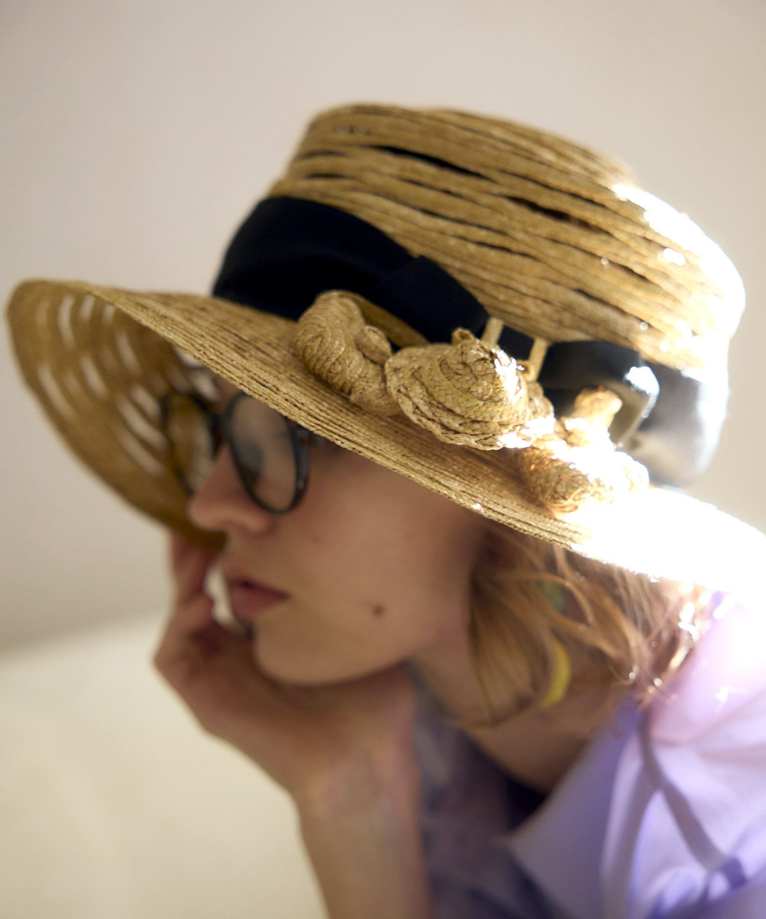 【Barairo no boushi】 細麦カゴ飾りブレードハット