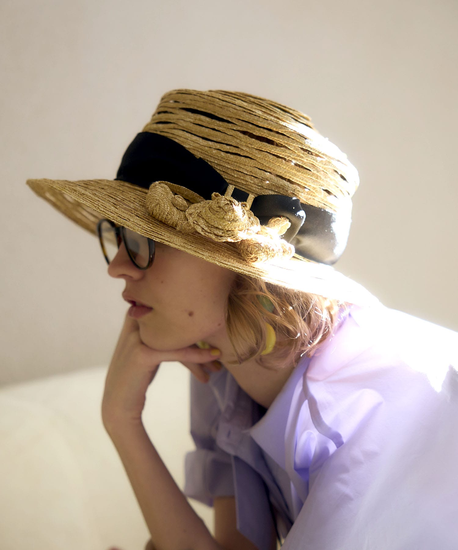 【Barairo no boushi】 細麦カゴ飾りブレードハット