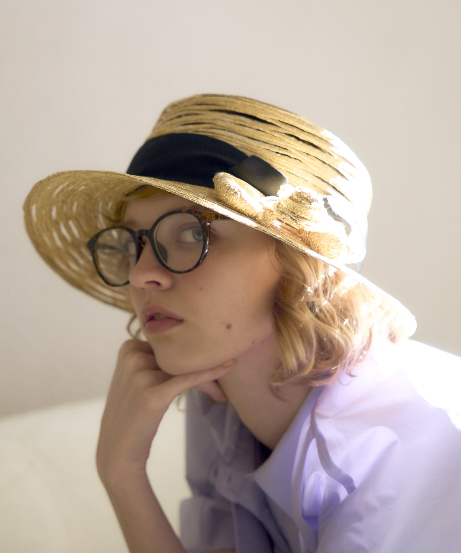 【Barairo no boushi】 細麦カゴ飾りブレードハット