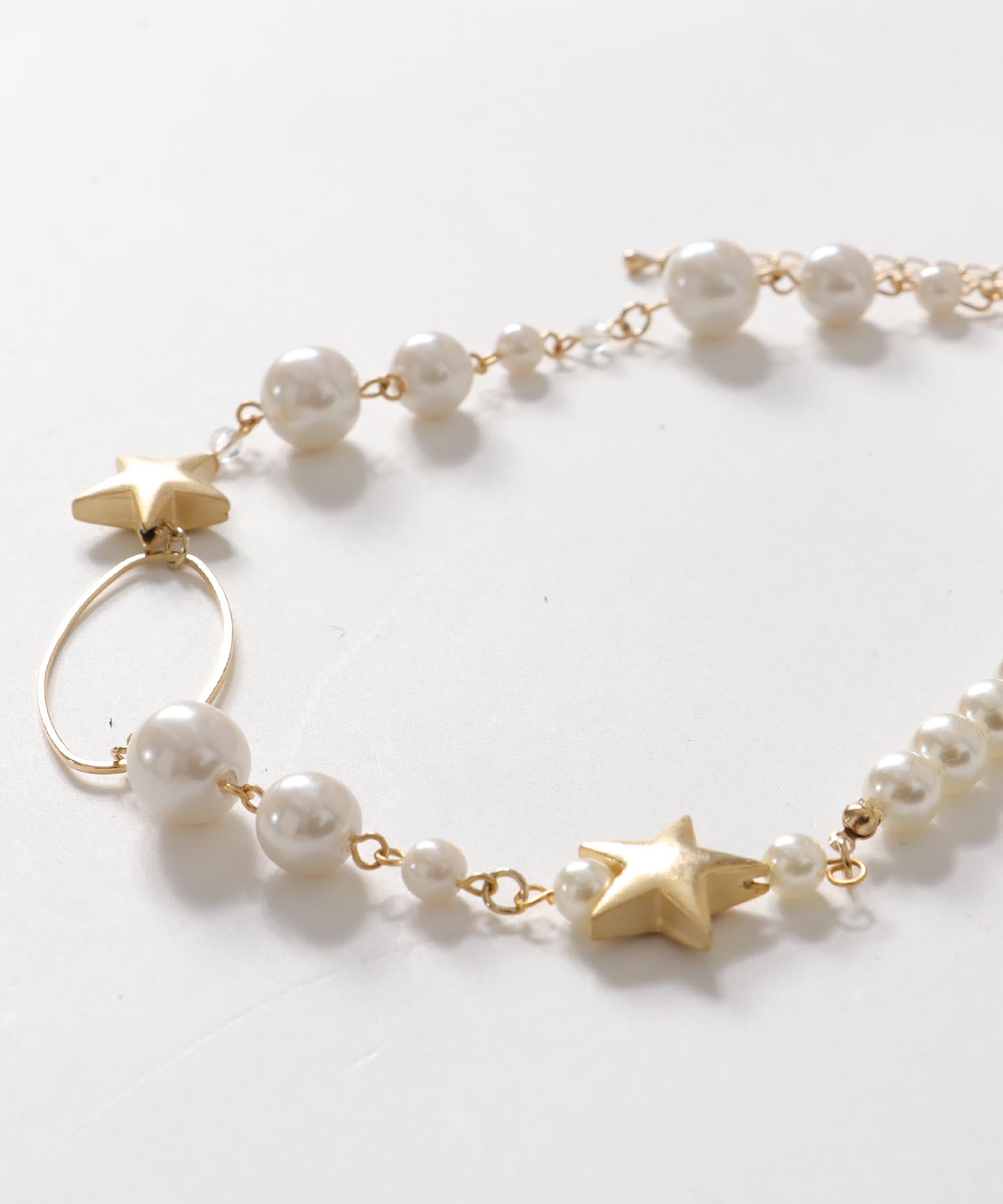 パール×スターMIXネックレス